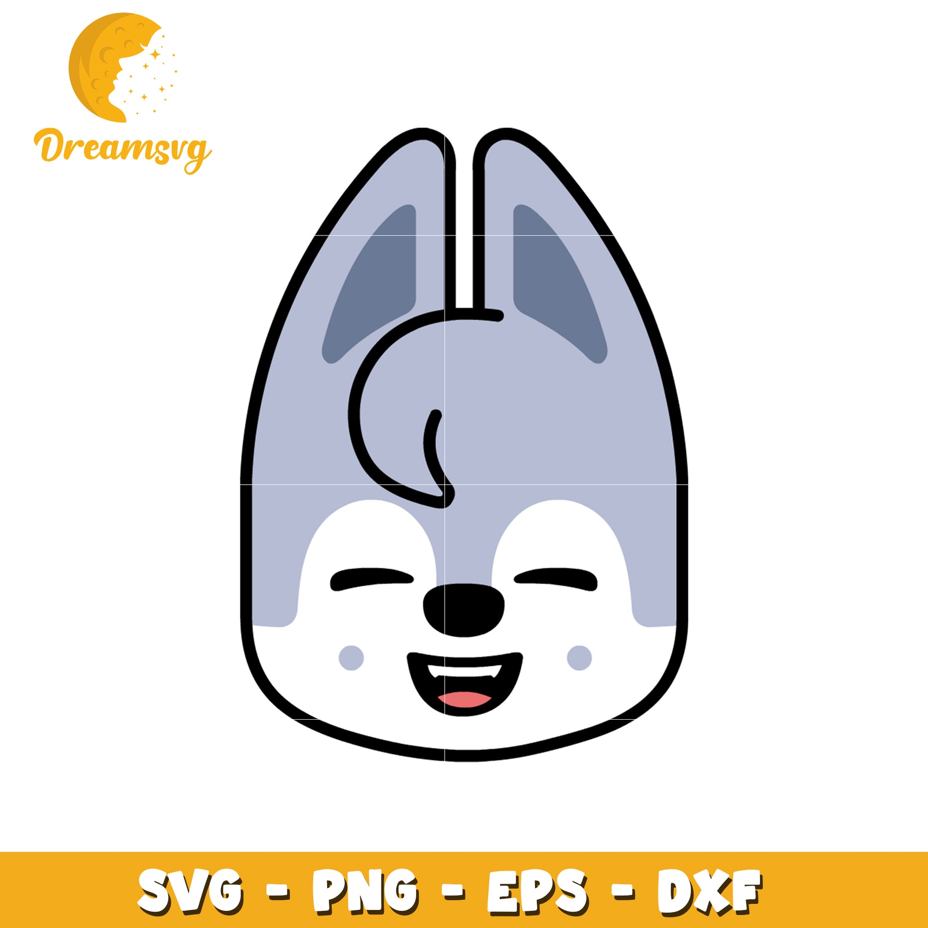 Happy Husky Face SVG PNG EPS DXF