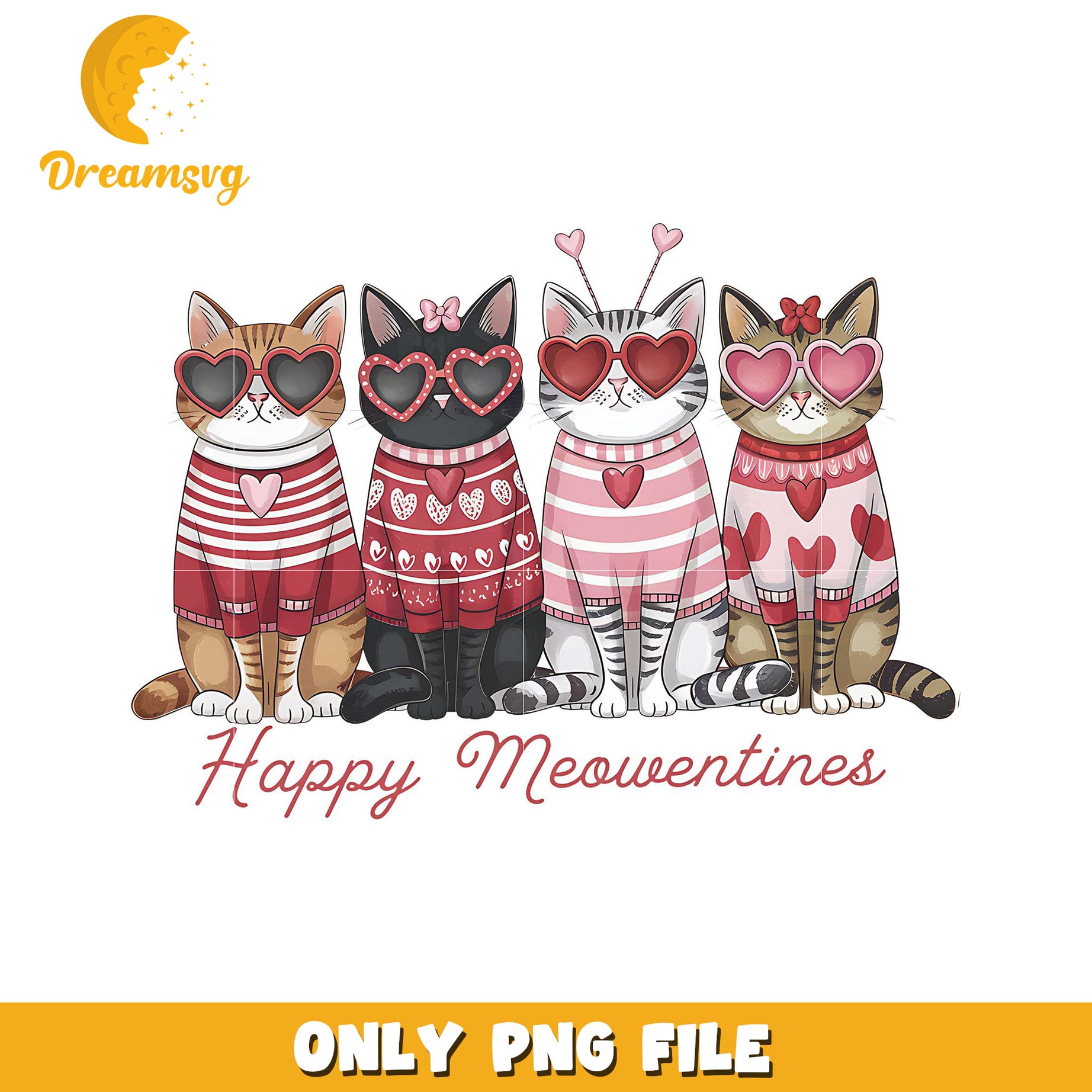 Happy Meowentines Cats PNG