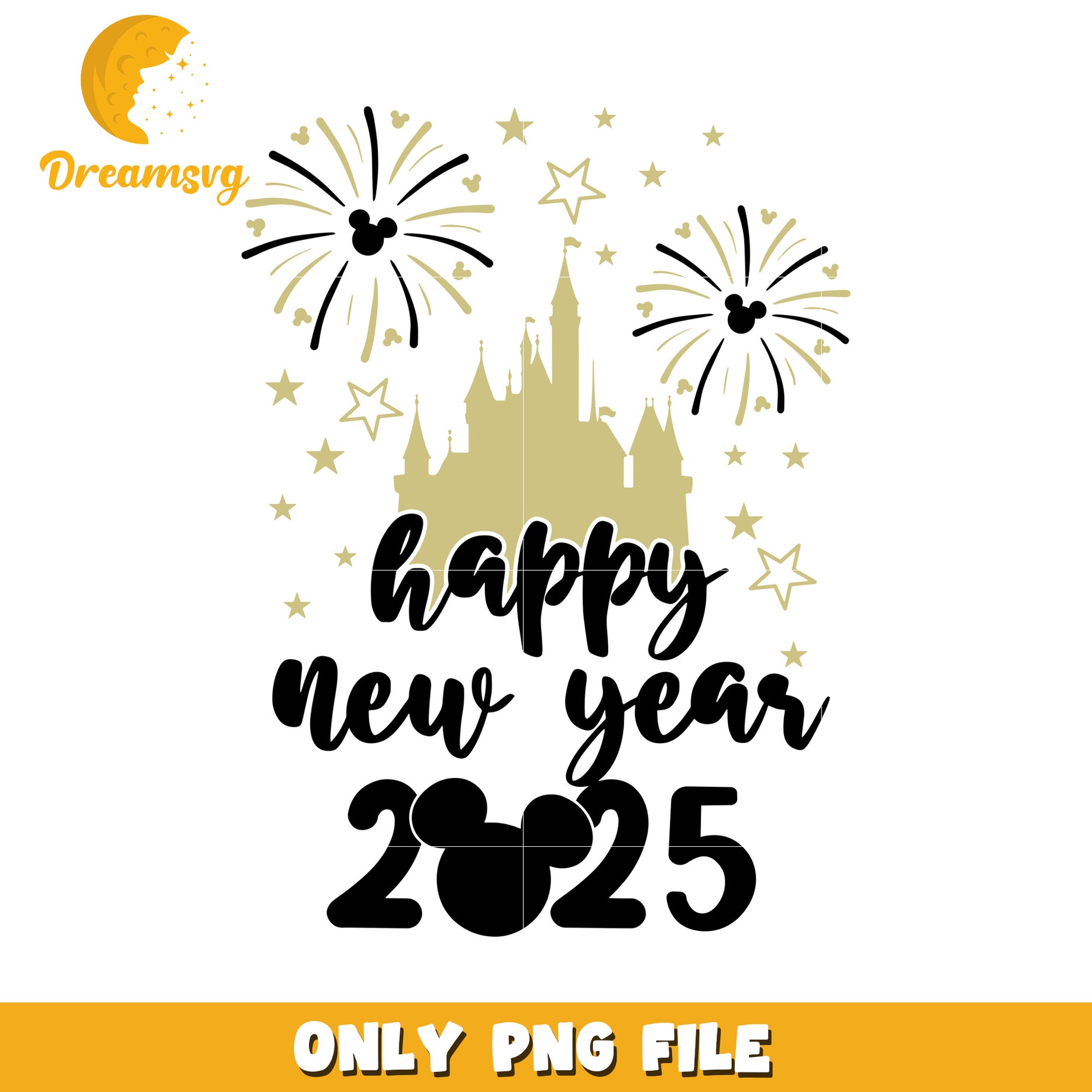 Happy New Year 2025 PNG Design with Fireworks Decor