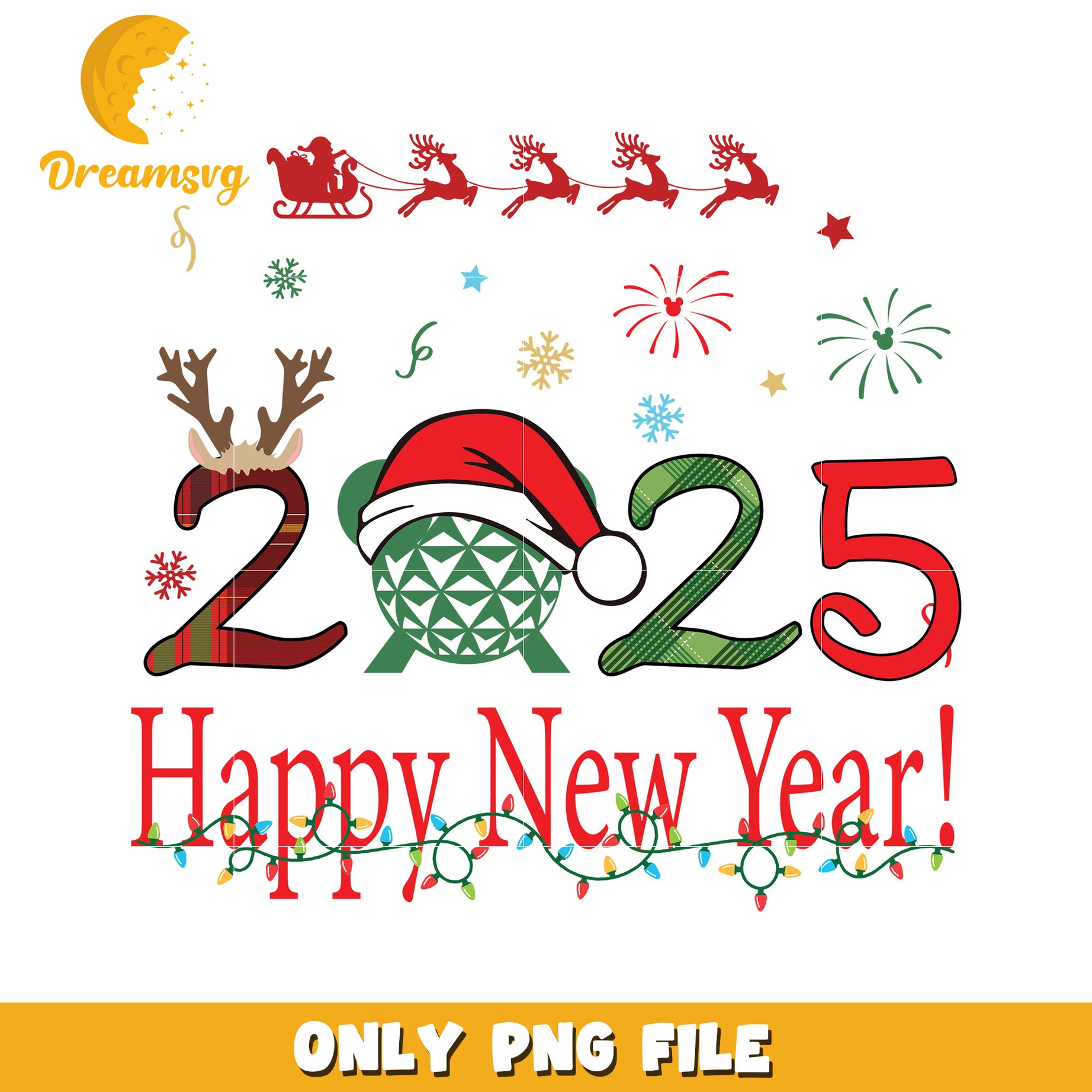 Happy New Year 2025 PNG File Christmas Celebrations