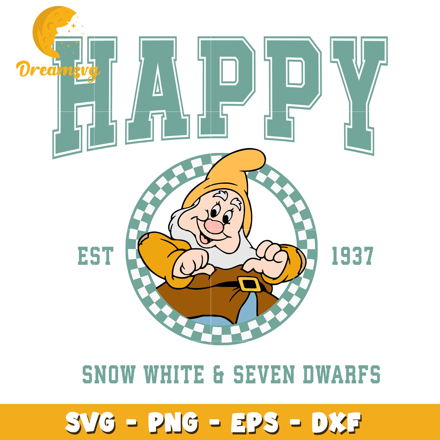 Happy Snow White Dwarf SVG PNG EPS DXF
