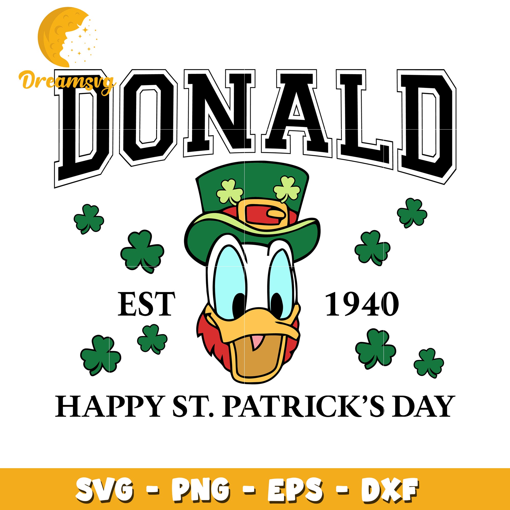 Happy St Patrick's Day Donald Duck SVG Design for Celebrations