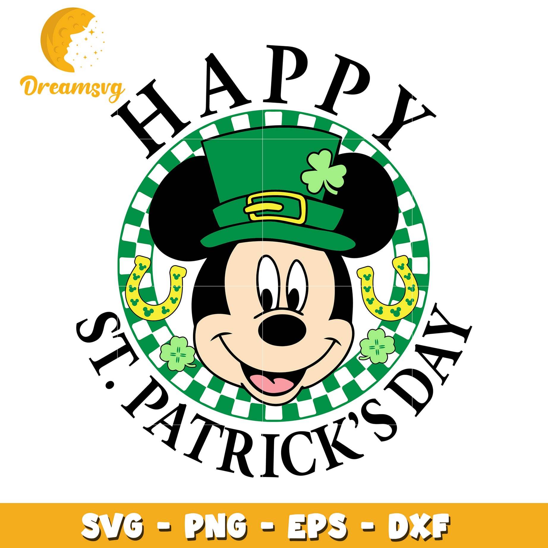 Happy St Patrick's Day Mickey Mouse SVG Clipart for Crafts