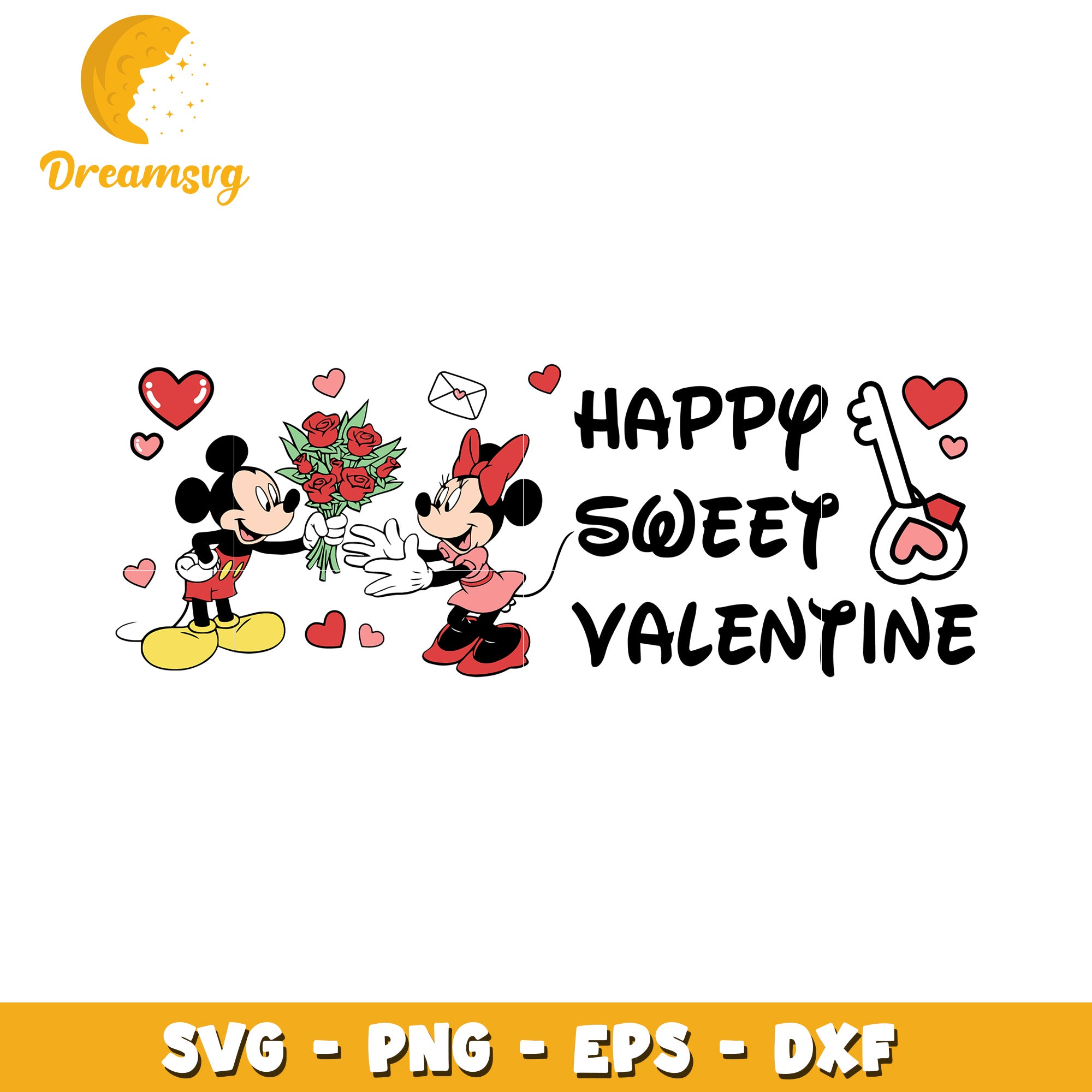 Happy Sweet Valentine SVG Mickey and Minnie Love Design Files