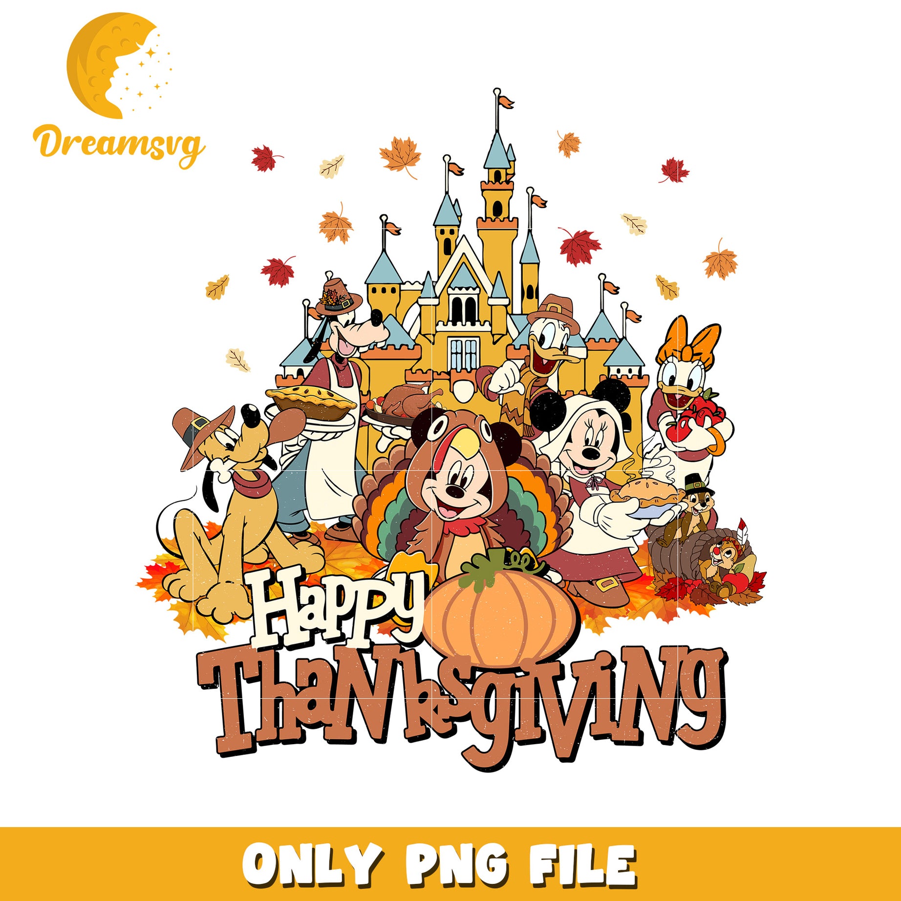 Happy Thanksgiving Disney Characters PNG Art File