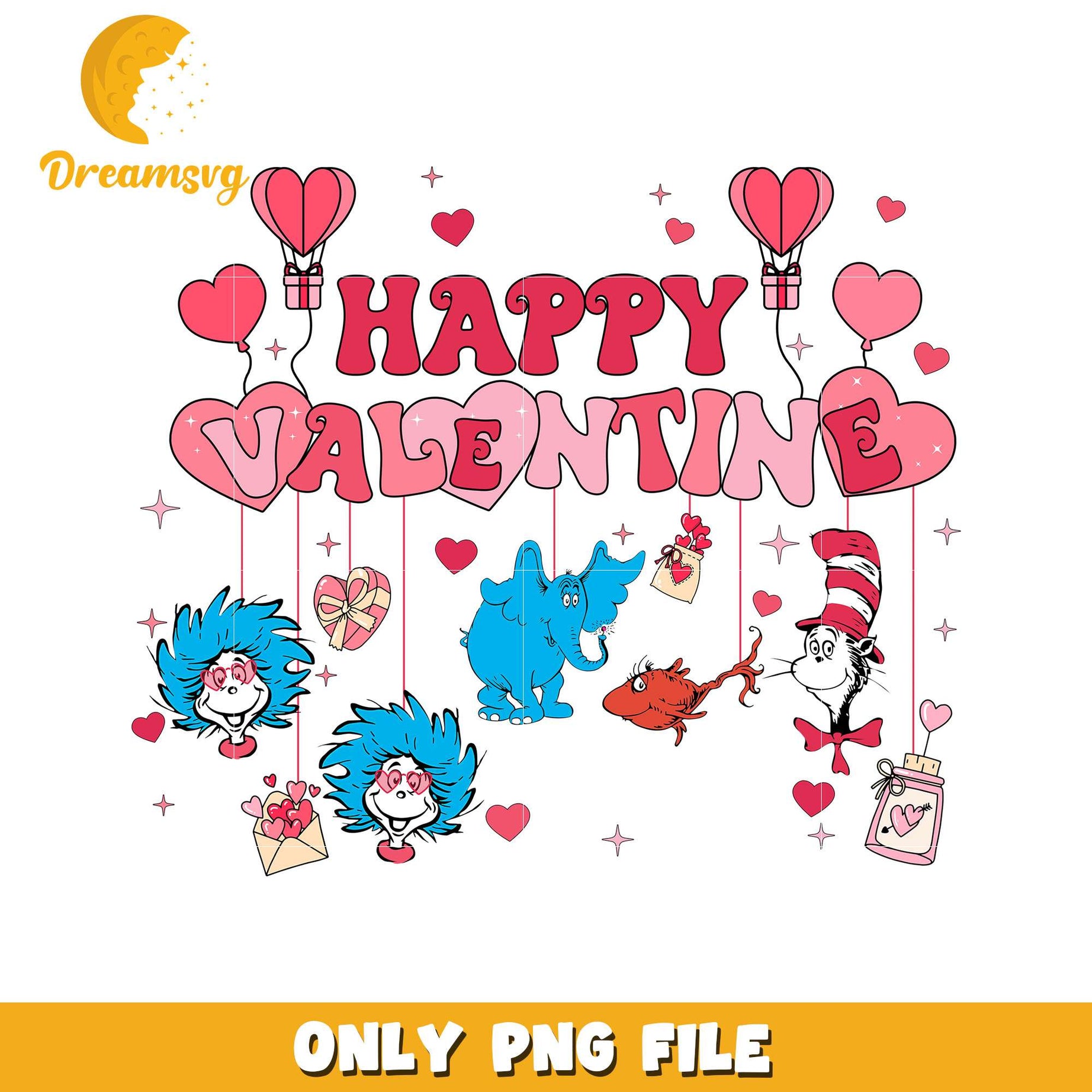 Happy Valentine PNG Art with Dr Seuss Characters Decorative