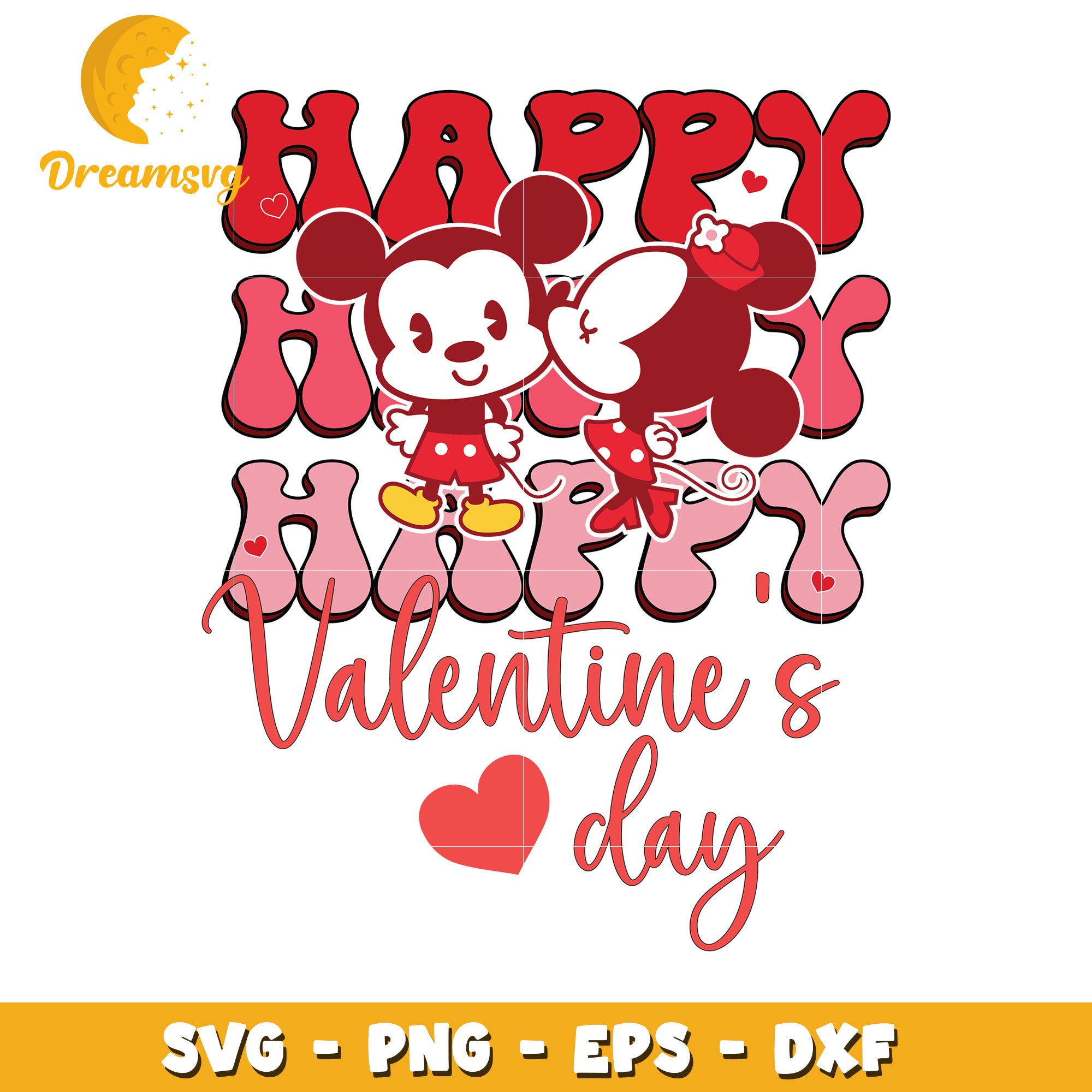 Happy Valentine’s Day SVG Design with Cute Cartoon Lovers