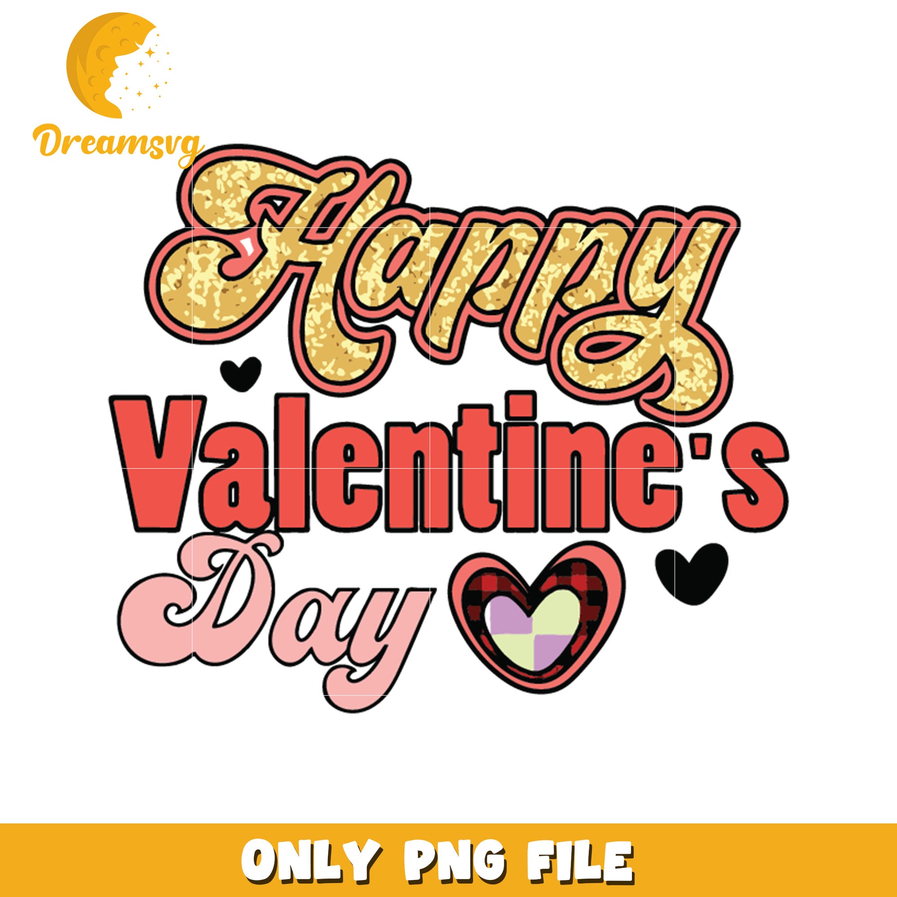 Happy Valentines Day Colorful PNG Design for Gifts