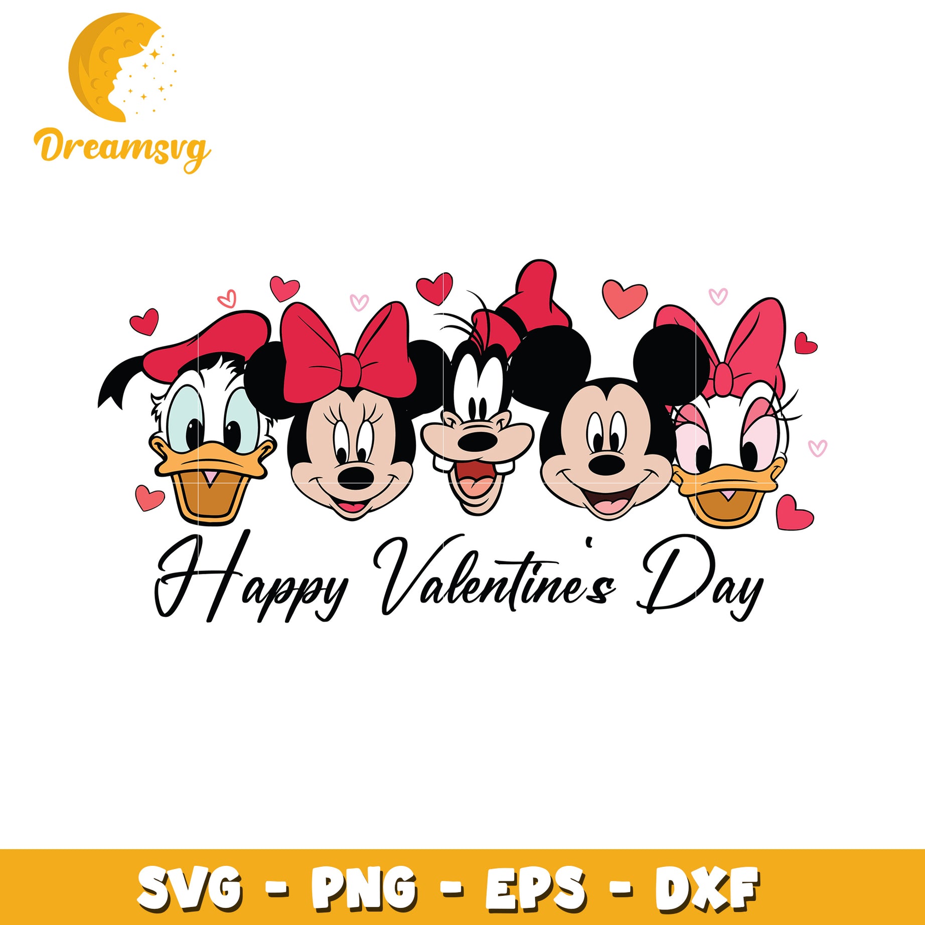 Happy Valentines Day Disney Characters SVG for Crafting Fun