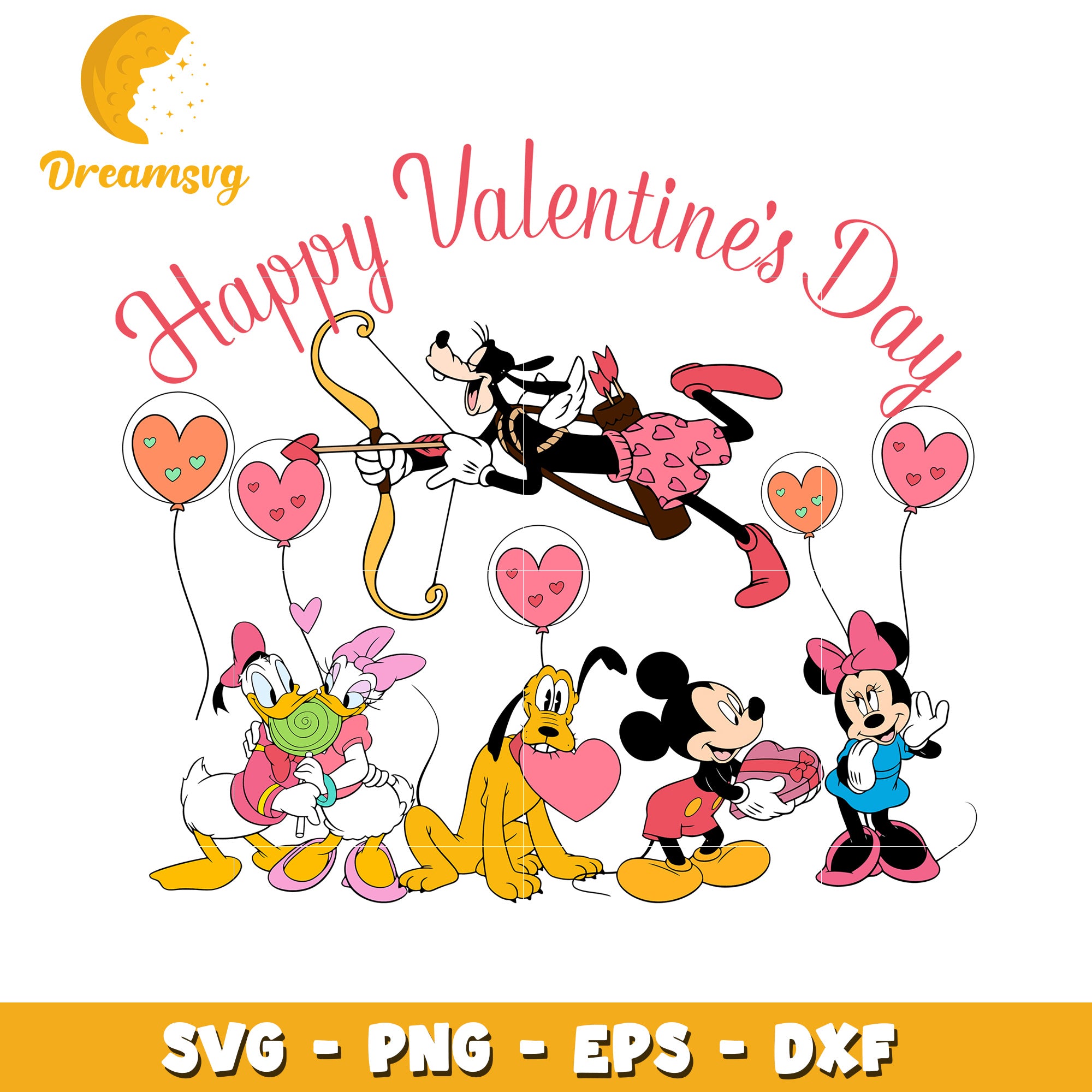 Happy Valentines Day SVG Disney Characters for Crafting Projects