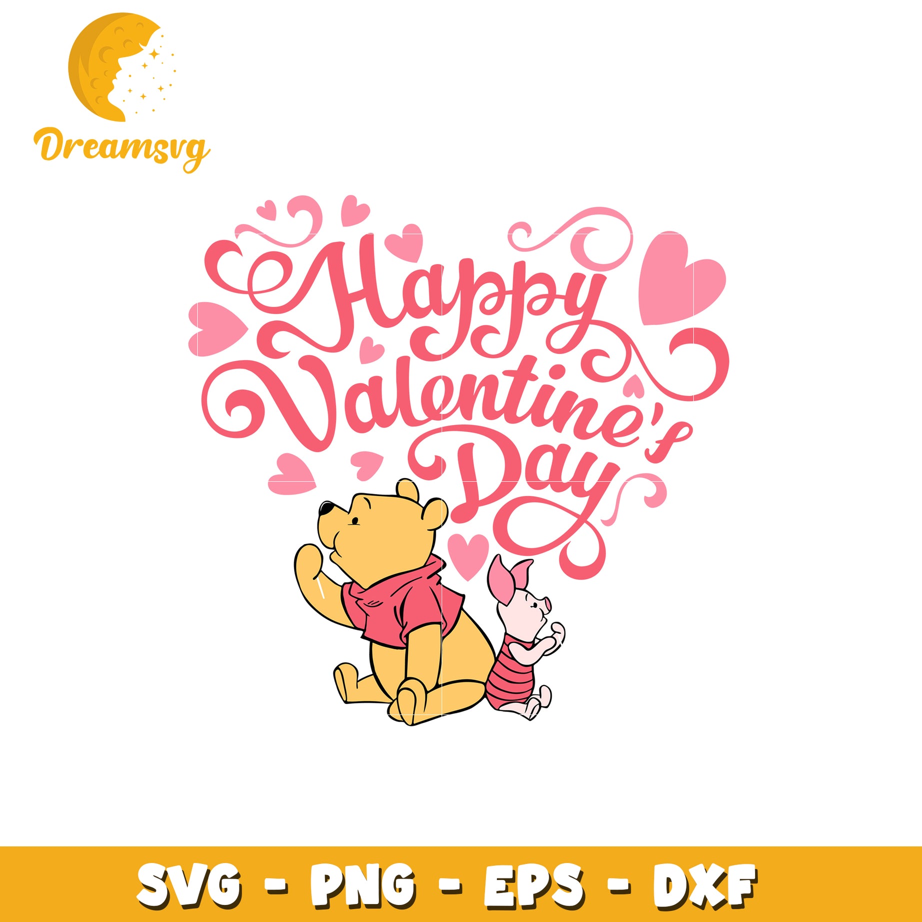 Happy Valentines Day SVG Winnie the Pooh and Piglet Design