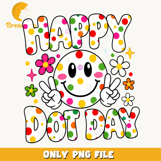 Happy Dot Day Clipart, Colorful Polka Dot Smiley Face, Rainbow Print