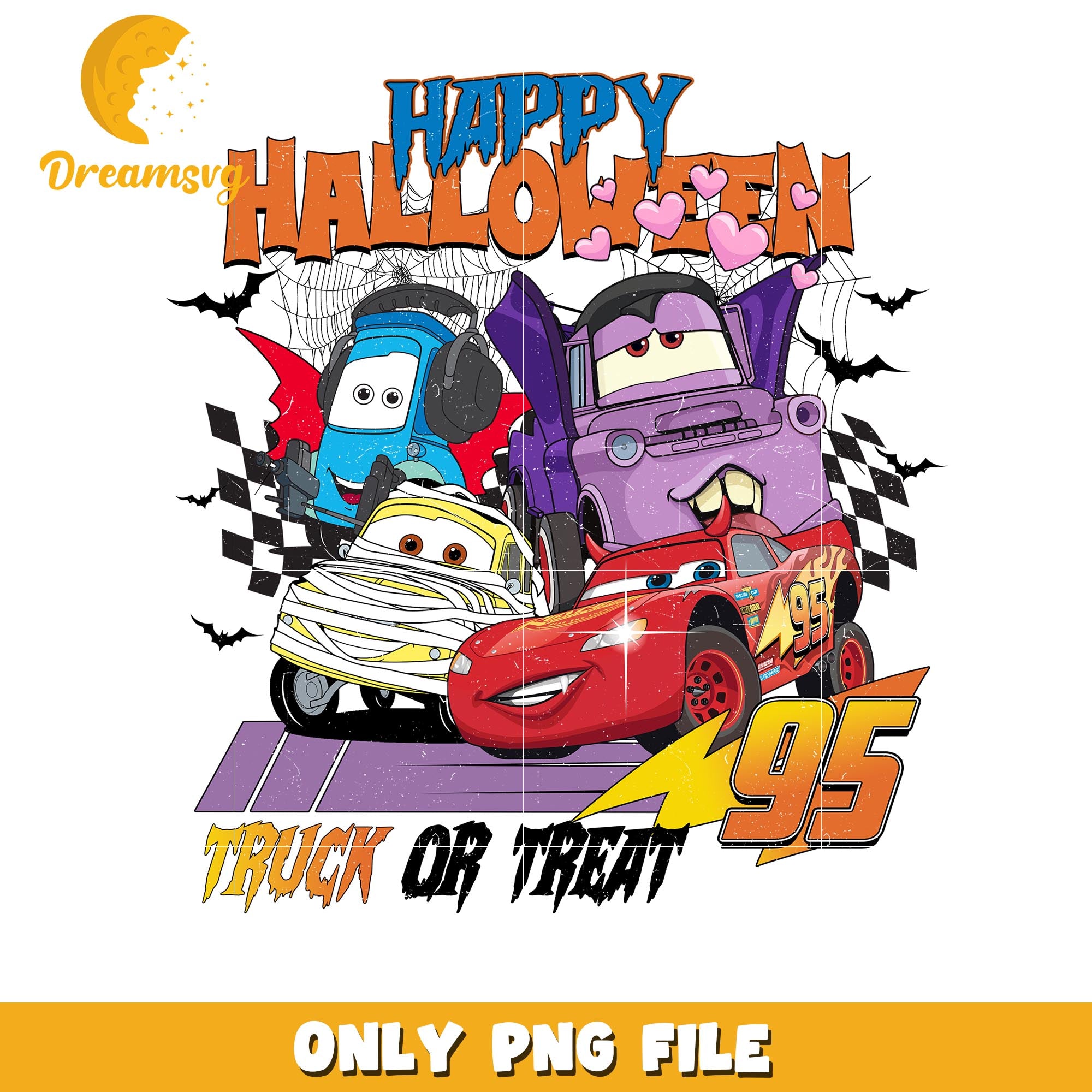 Happy Halloween Cars characters png, Disney Pixar cartoon characters png