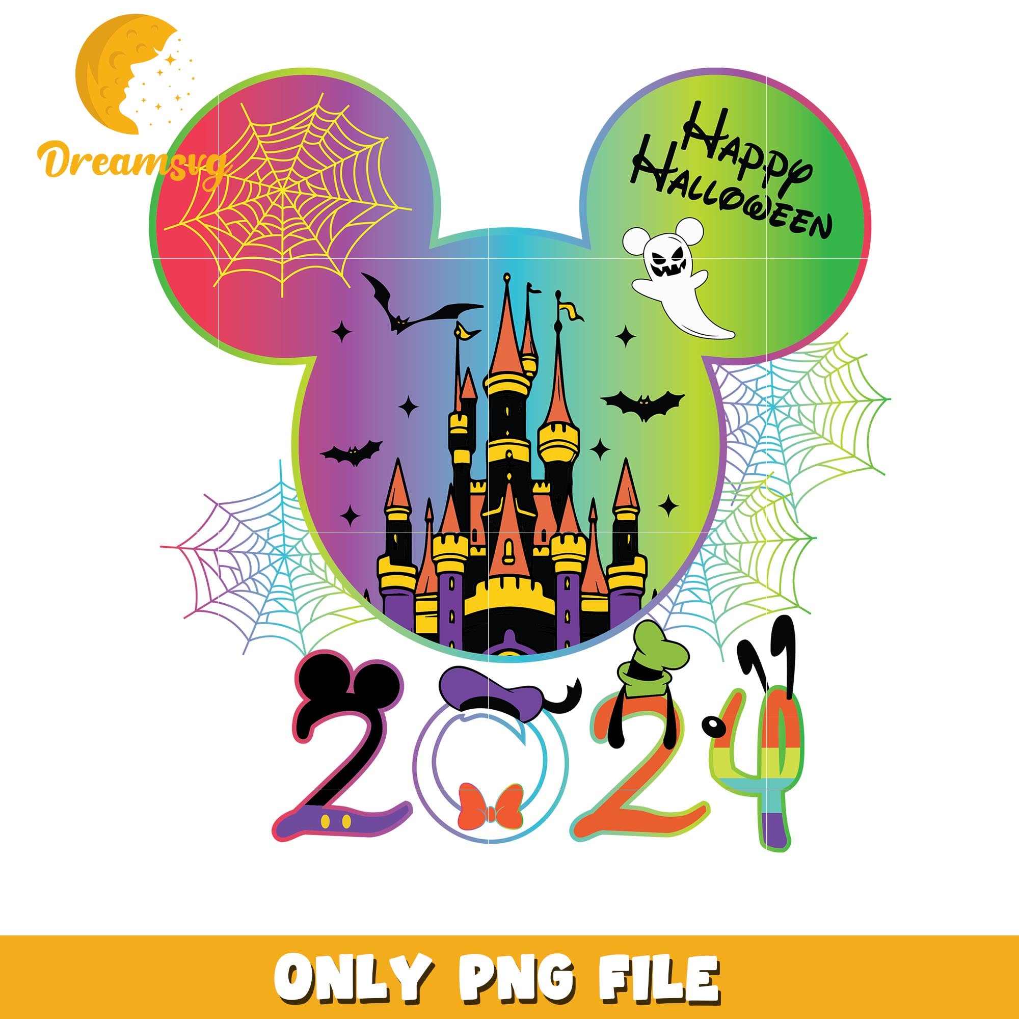 Happy Halloween Mickey Disneyland 2024, Disney friends halloween vibes png