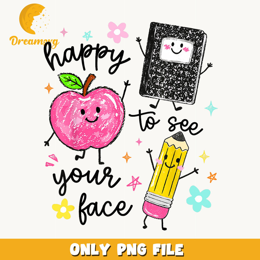 Happy To See Your Face PNG, Back To School Teacher, Apple Pencil PNG