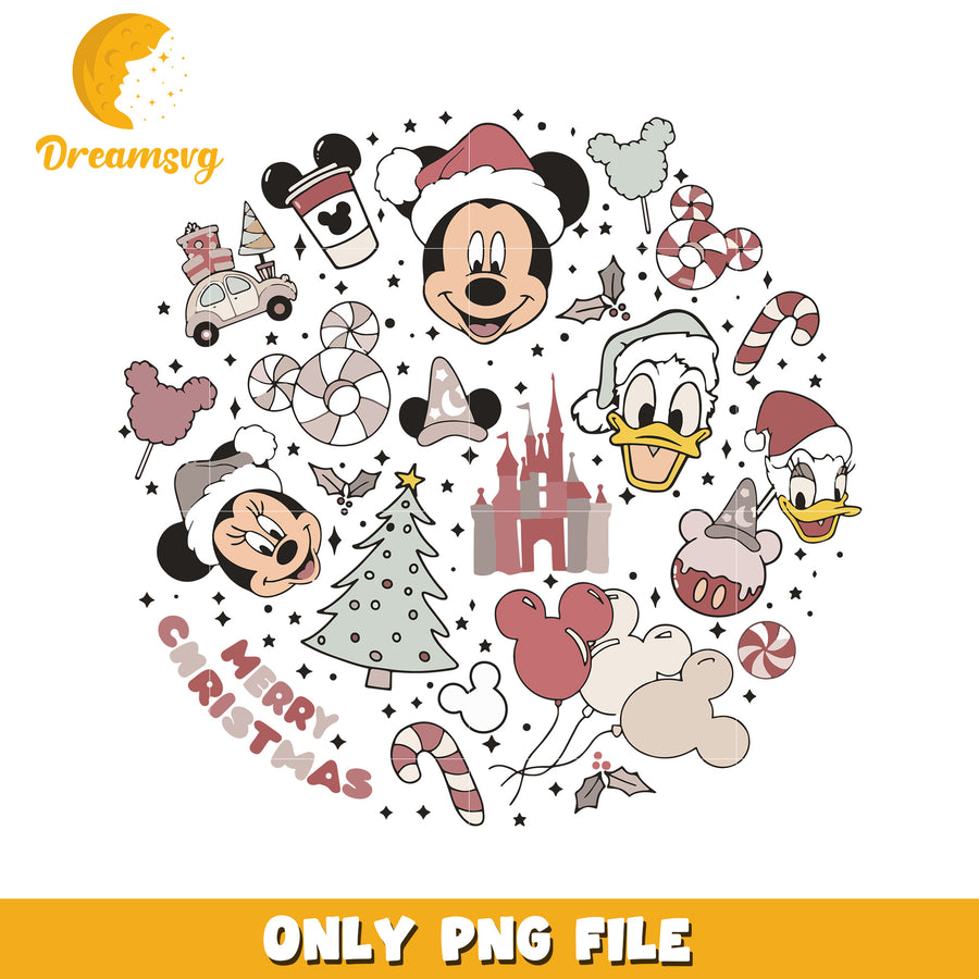 Happy christmas disney png, white christmas png, disney characters png