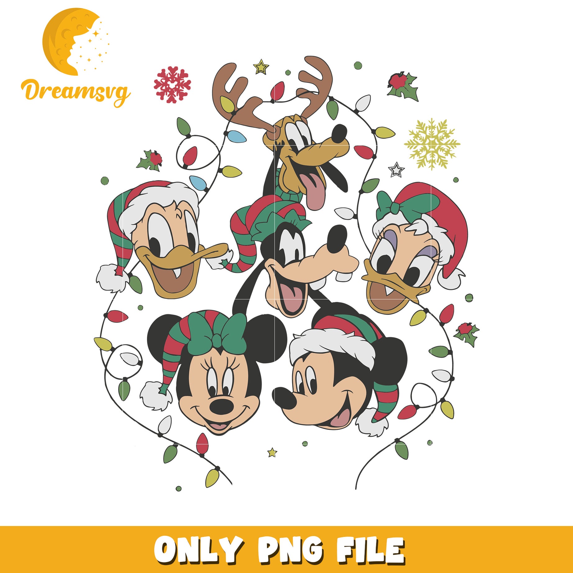 Happy disney friends png, disney characters png, christmas friends png