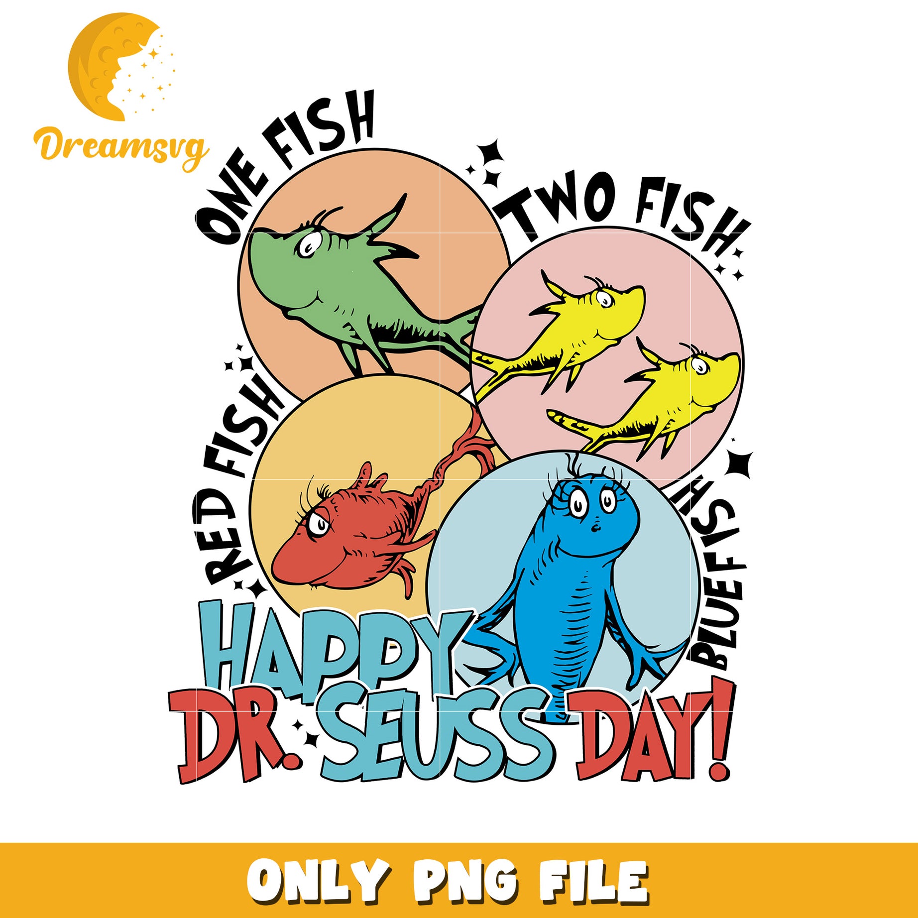 Happy dr seuss day fish characters png, Happy dr seuss day png