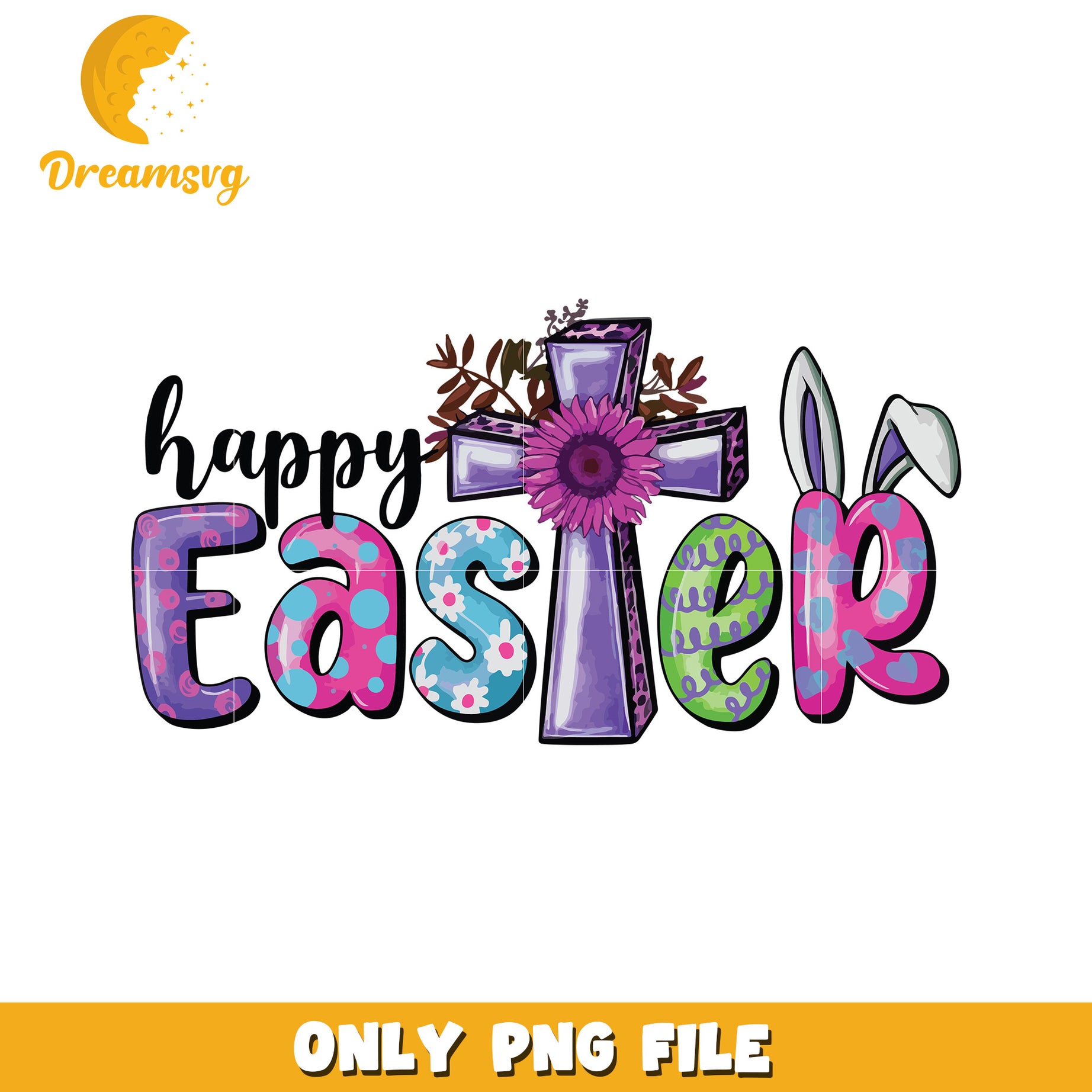 Happy easter cross font design png, happy easter png, cross png