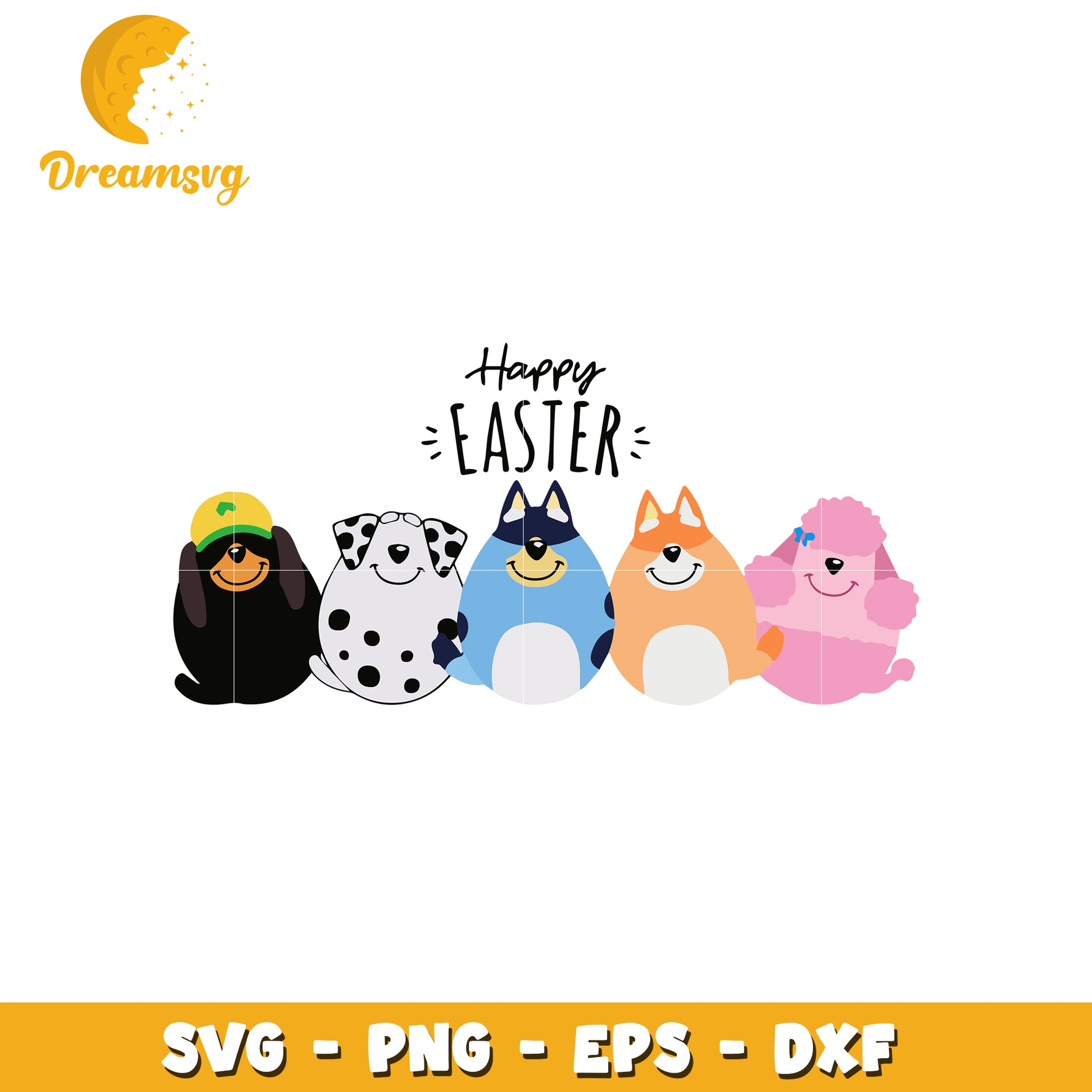Happy easter day bluey and friends peep svg, bluey and friends svg