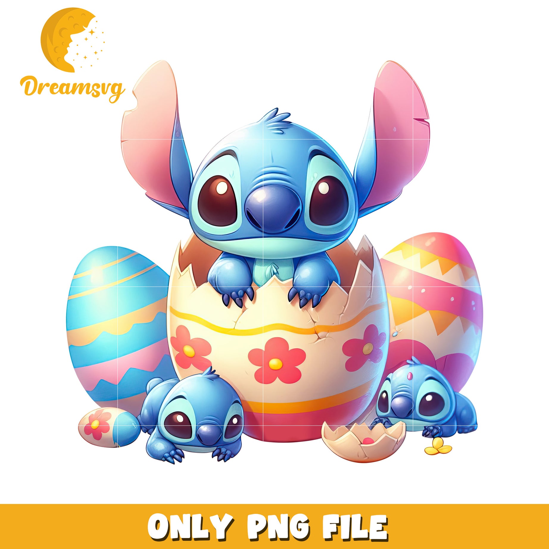 Happy easter day stitch character png, easter eggs png, stitch png