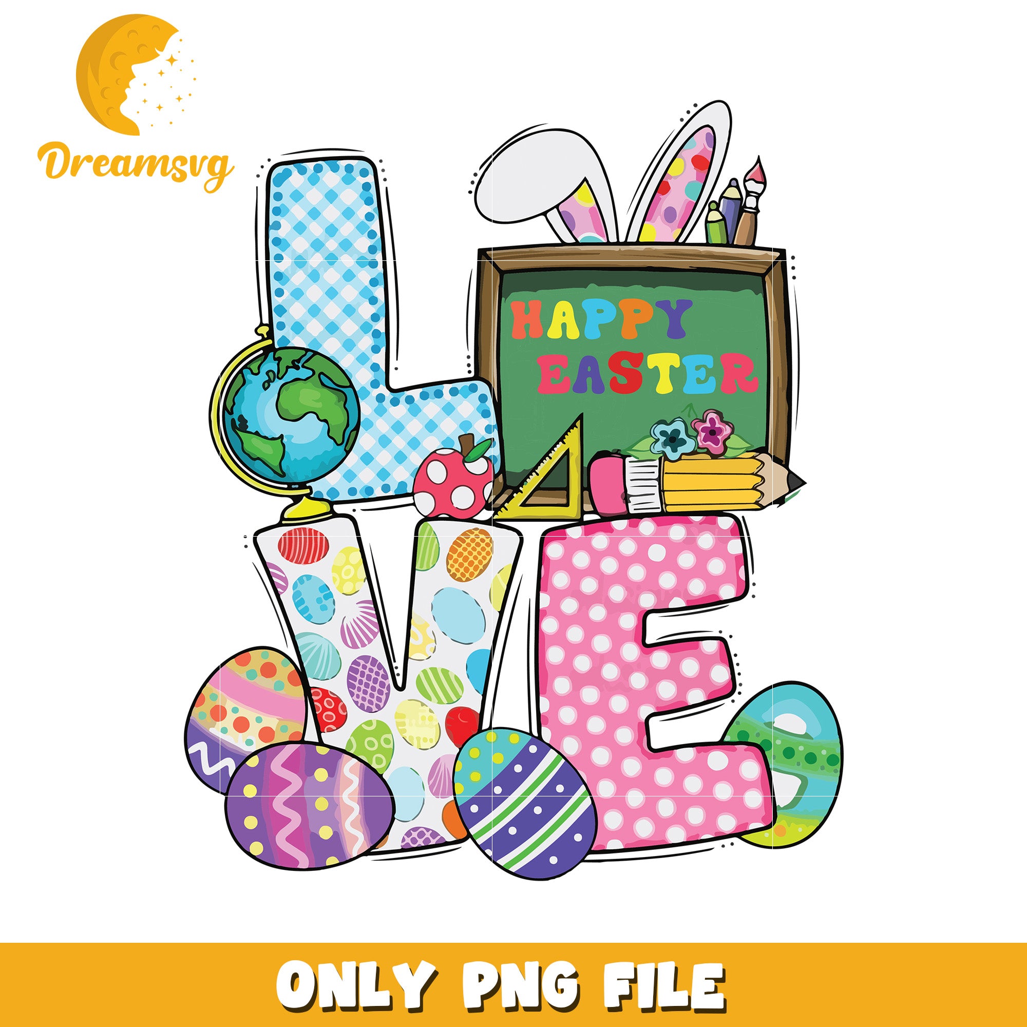 Happy easter love font design png, easter day png, love png