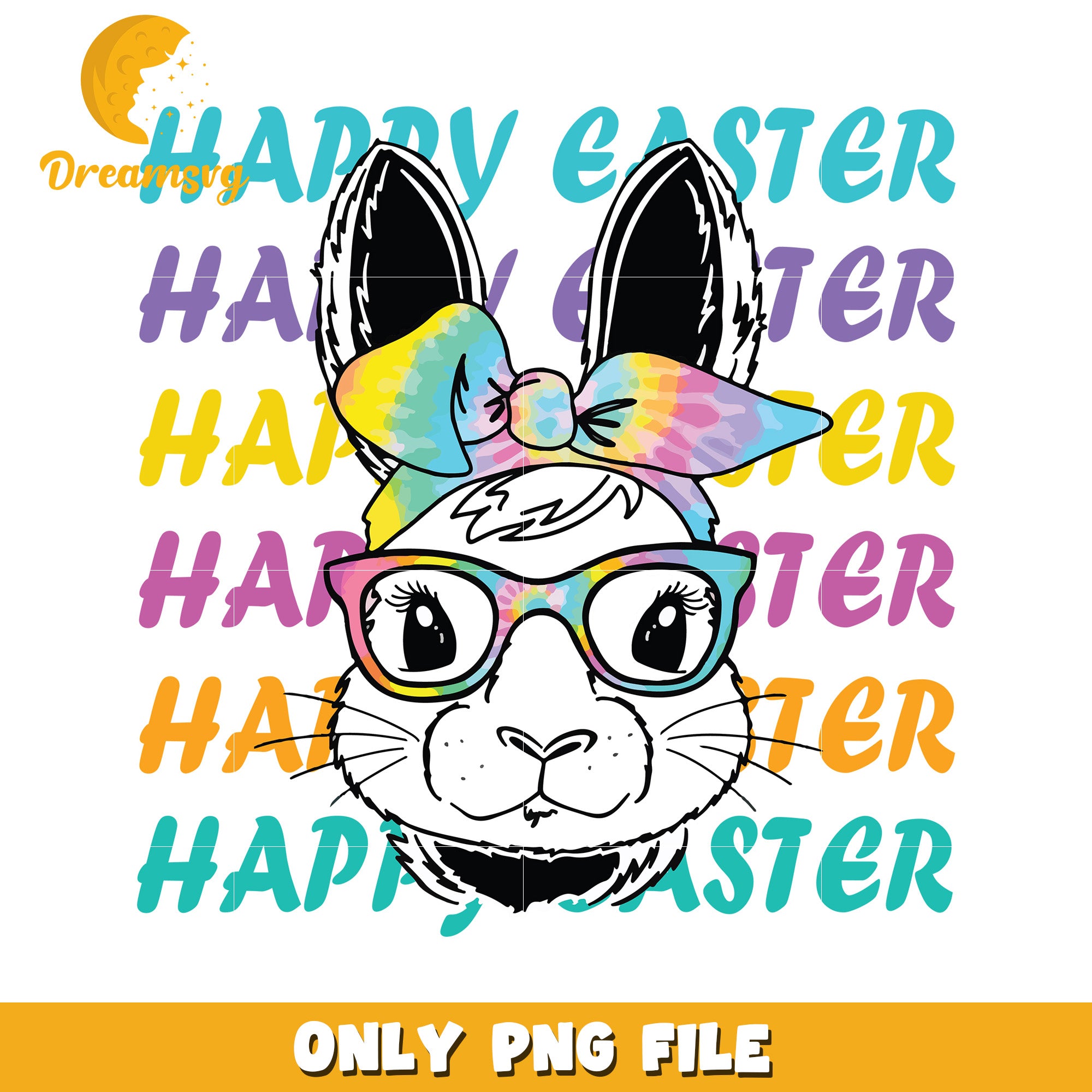 Happy easter rabbit bunny white face png, happy easter png