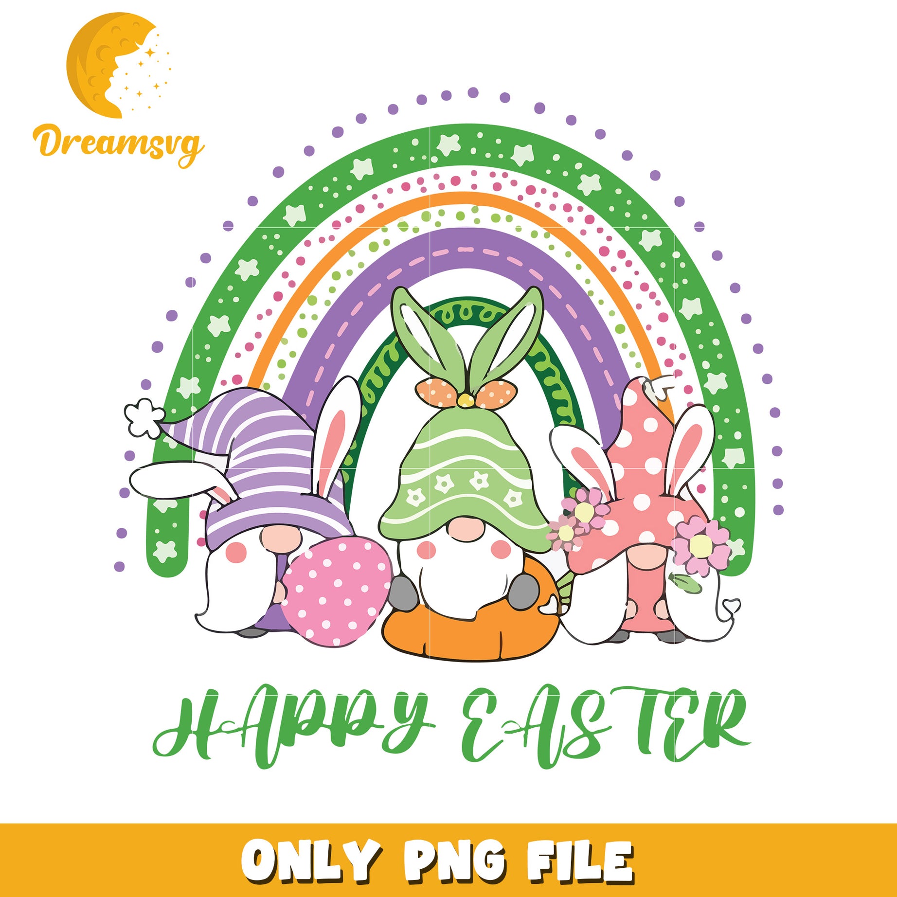 Happy easter vintage rainbow gnome png, Happy easter png