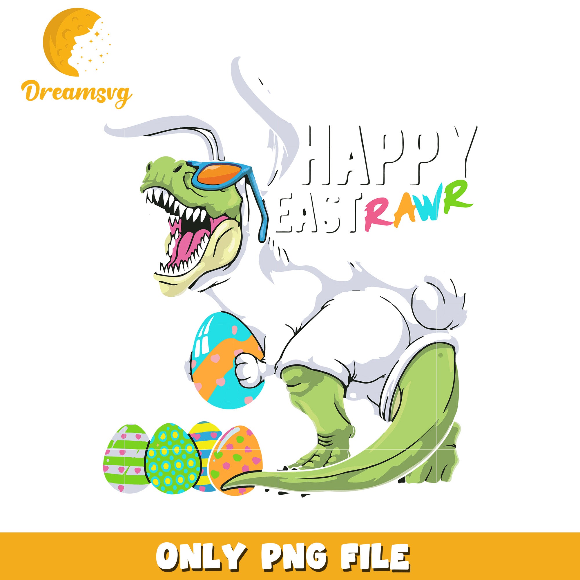 Happy eastrawr dinosaur bunny png, easter day bunny png