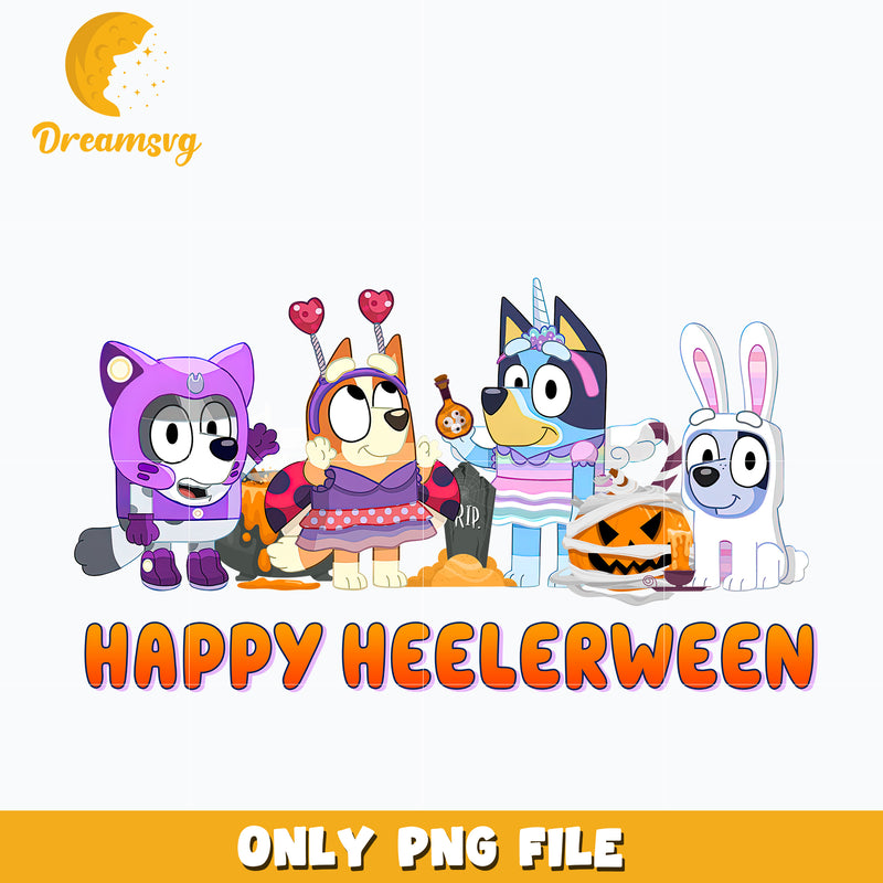 Happy halloween bluey and friends png