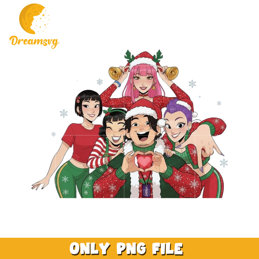 Happy kpop band png, christmas background​ png, christmas decor png