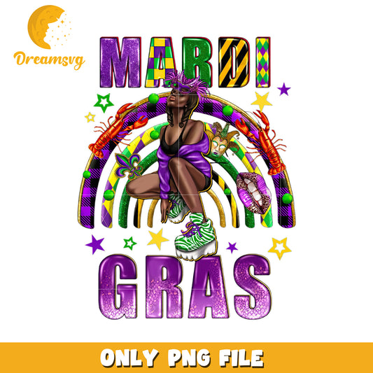 Happy mardi gras rainbow retro png, mardi gras png, rainbow png
