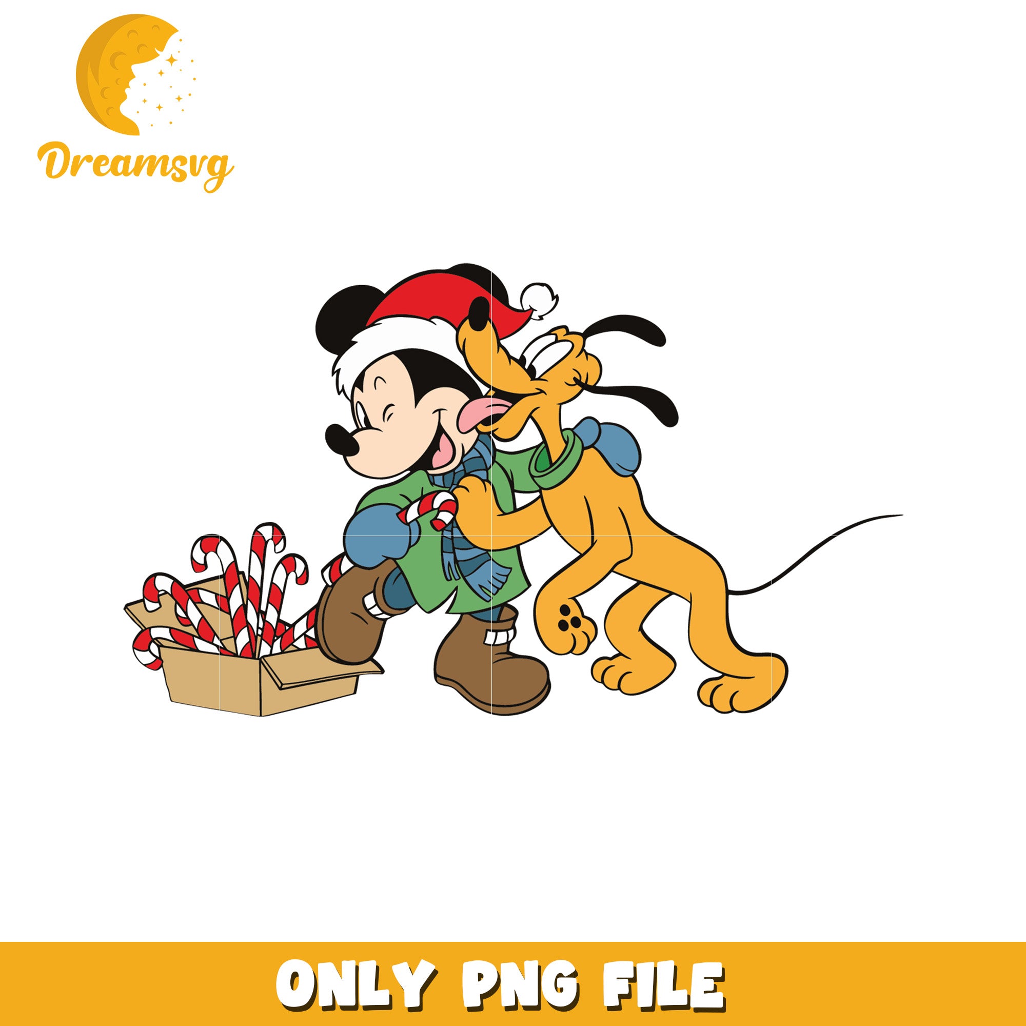 Happy mickey and pluto png, christmas bell png, disney world png