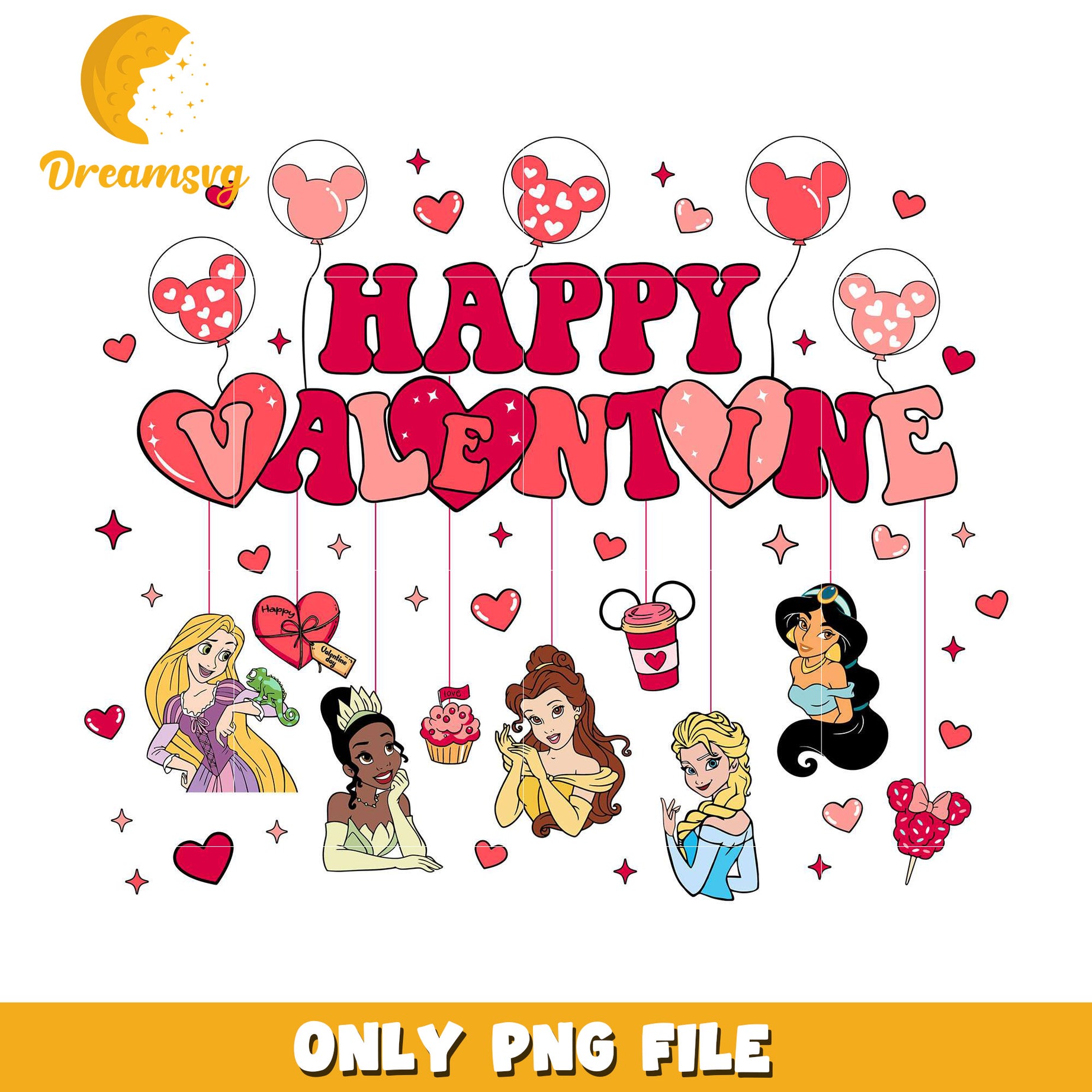 Happy valentine mickey balloon png, disney princess png