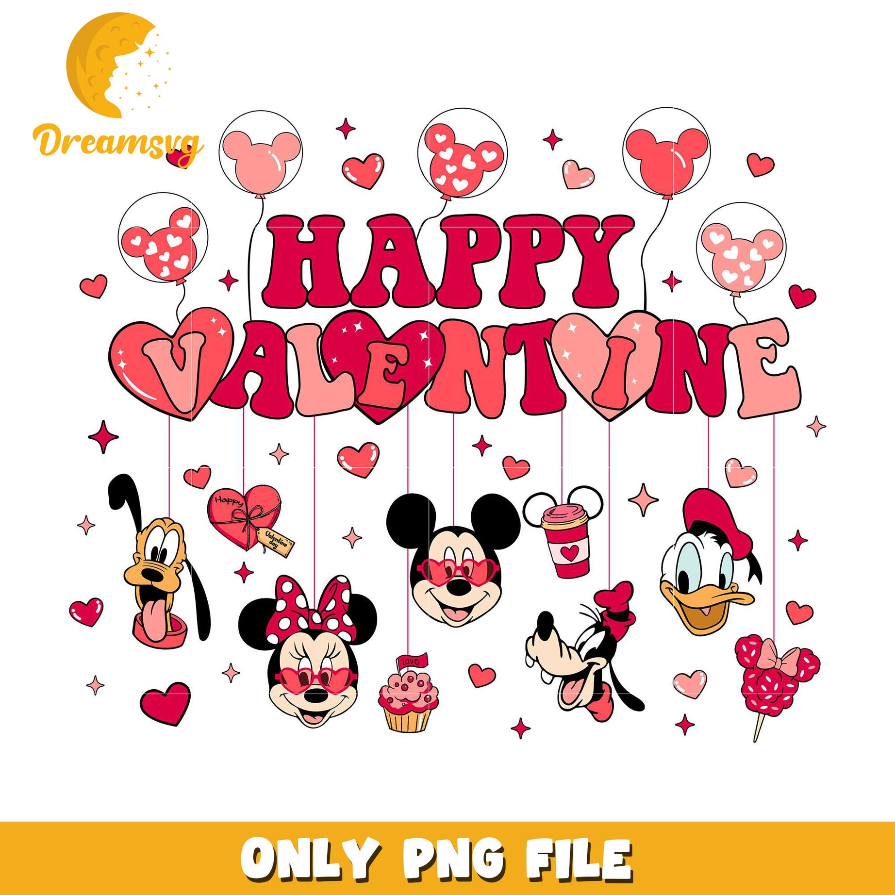 Happy valentine mickey balloon png, mickey and friends png