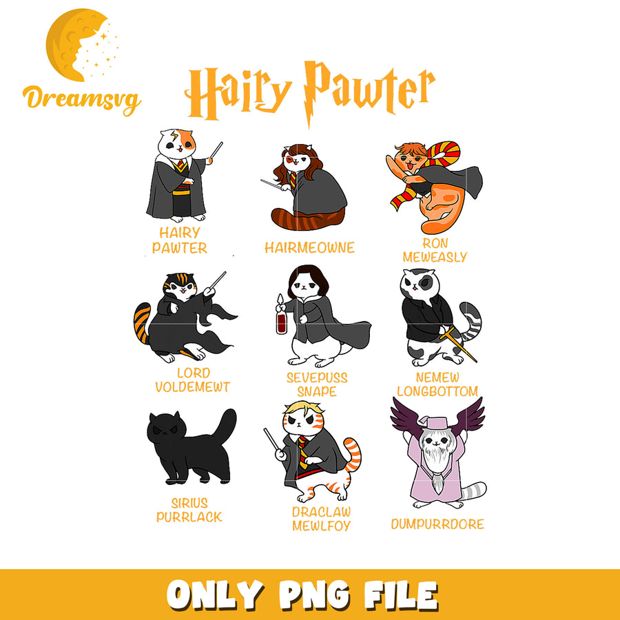 Harry Potter Cats PNG Sublimation Design