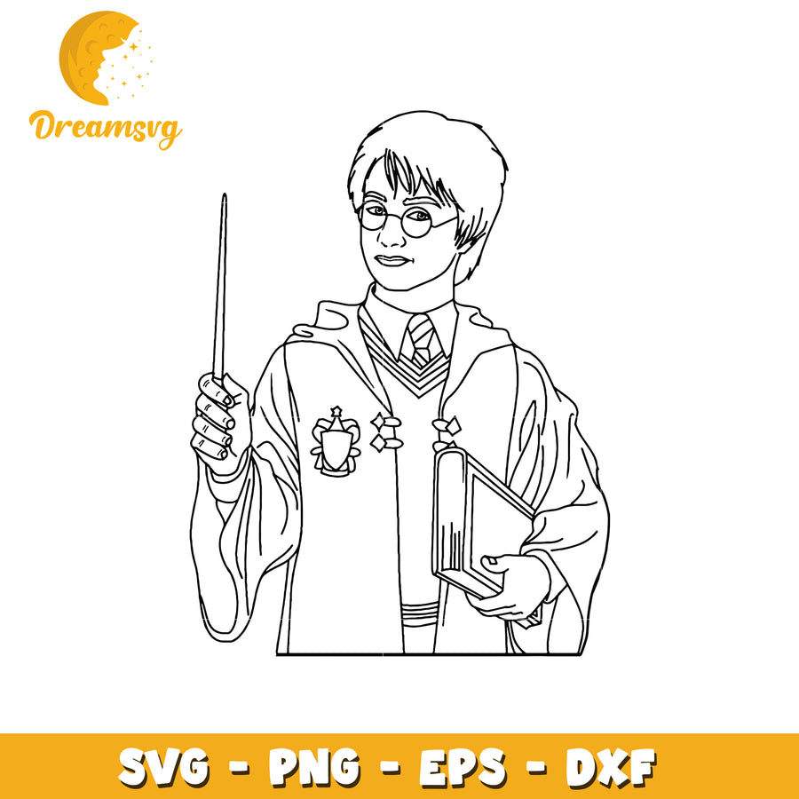 Harry Potter Character SVG Coloring Page for Kids Art