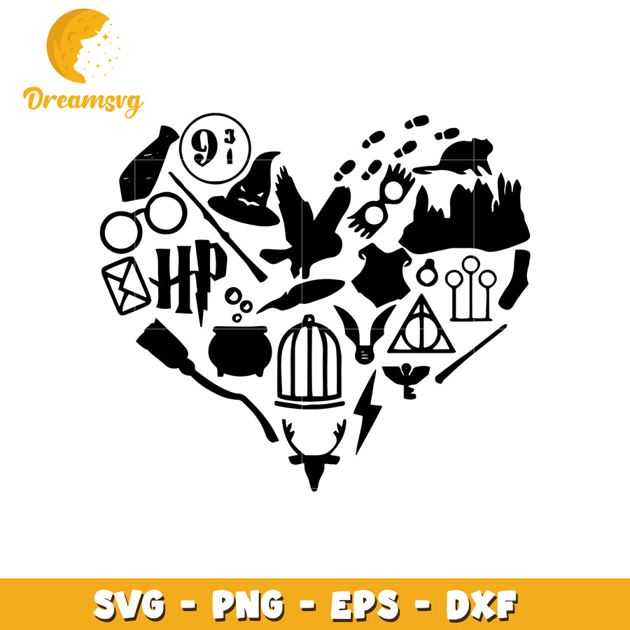 Harry Potter Heart SVG Bundle
