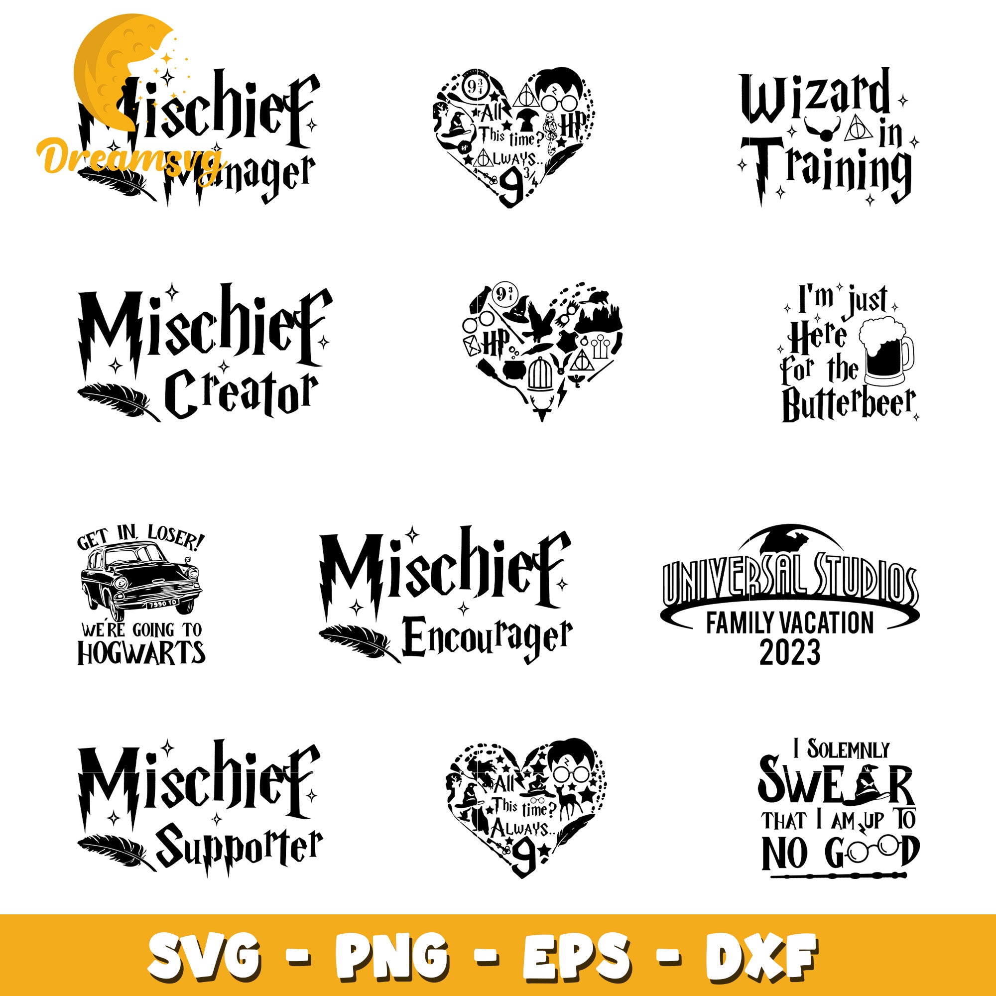 Mischief creater logo design bundle svg, harry potter movies​ svg