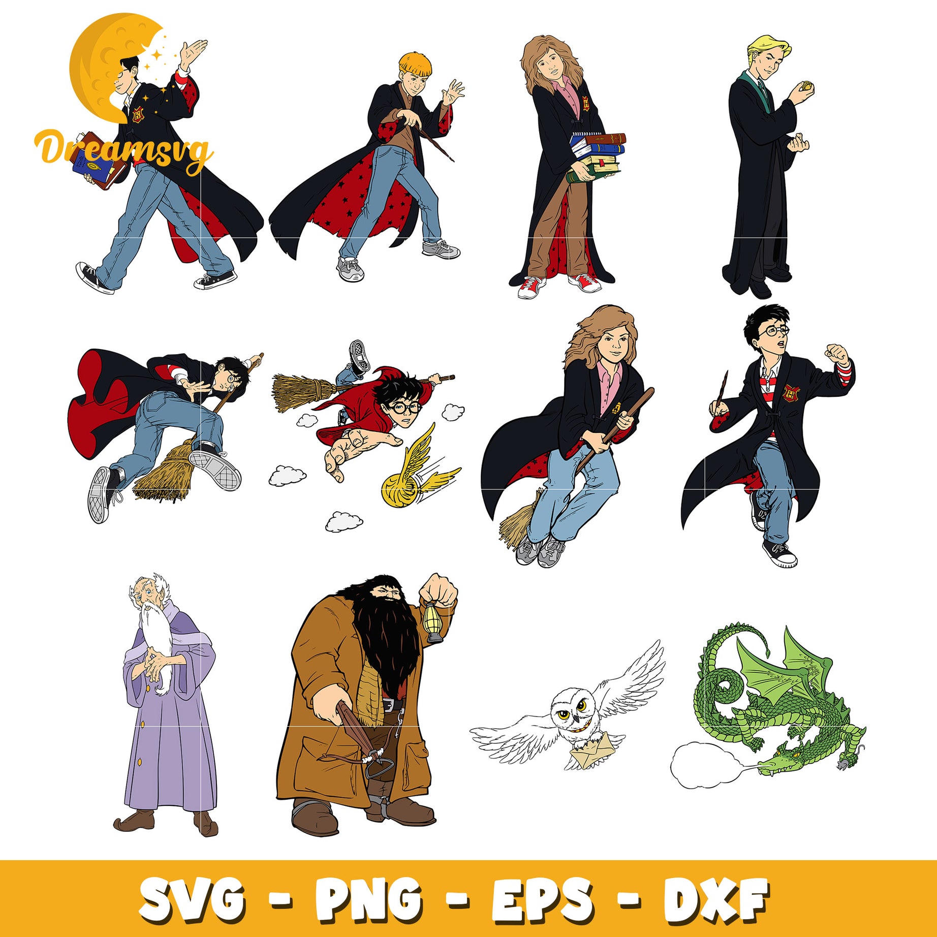 Harry potter movies characters bundle svg, harry potter svg