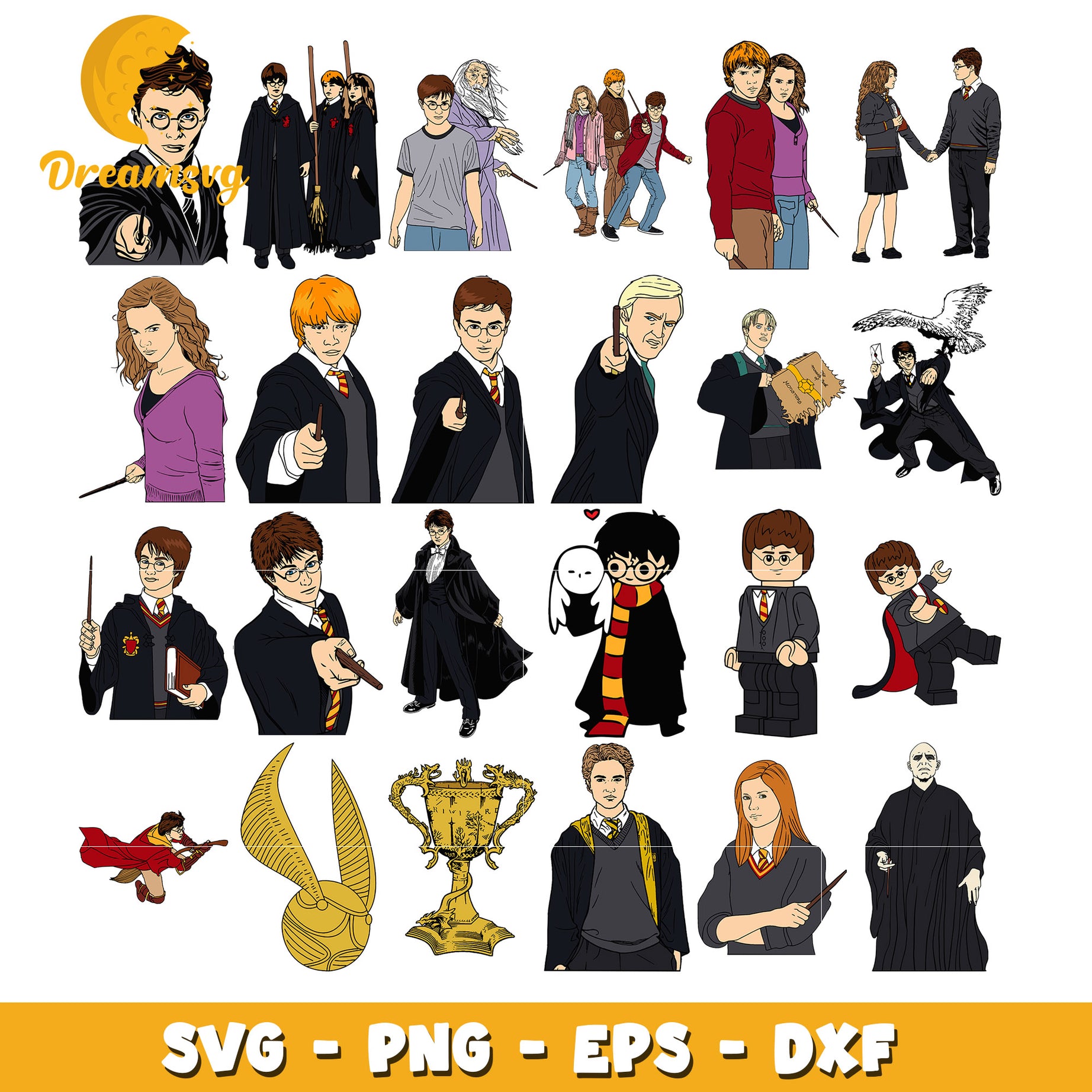 Harry potter wizard characters bundle svg, harry potter cast svg