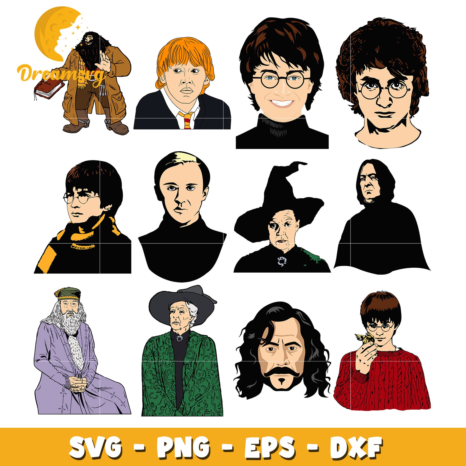 Harry potter wizard friends bundle svg, Harry Potter cast svg