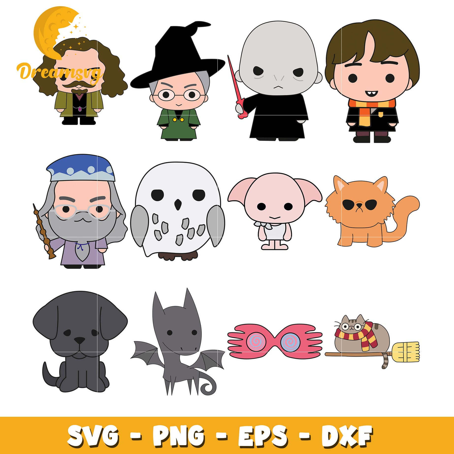 Chibi cute characters harry potter bundle svg, Harry Potter cast svg