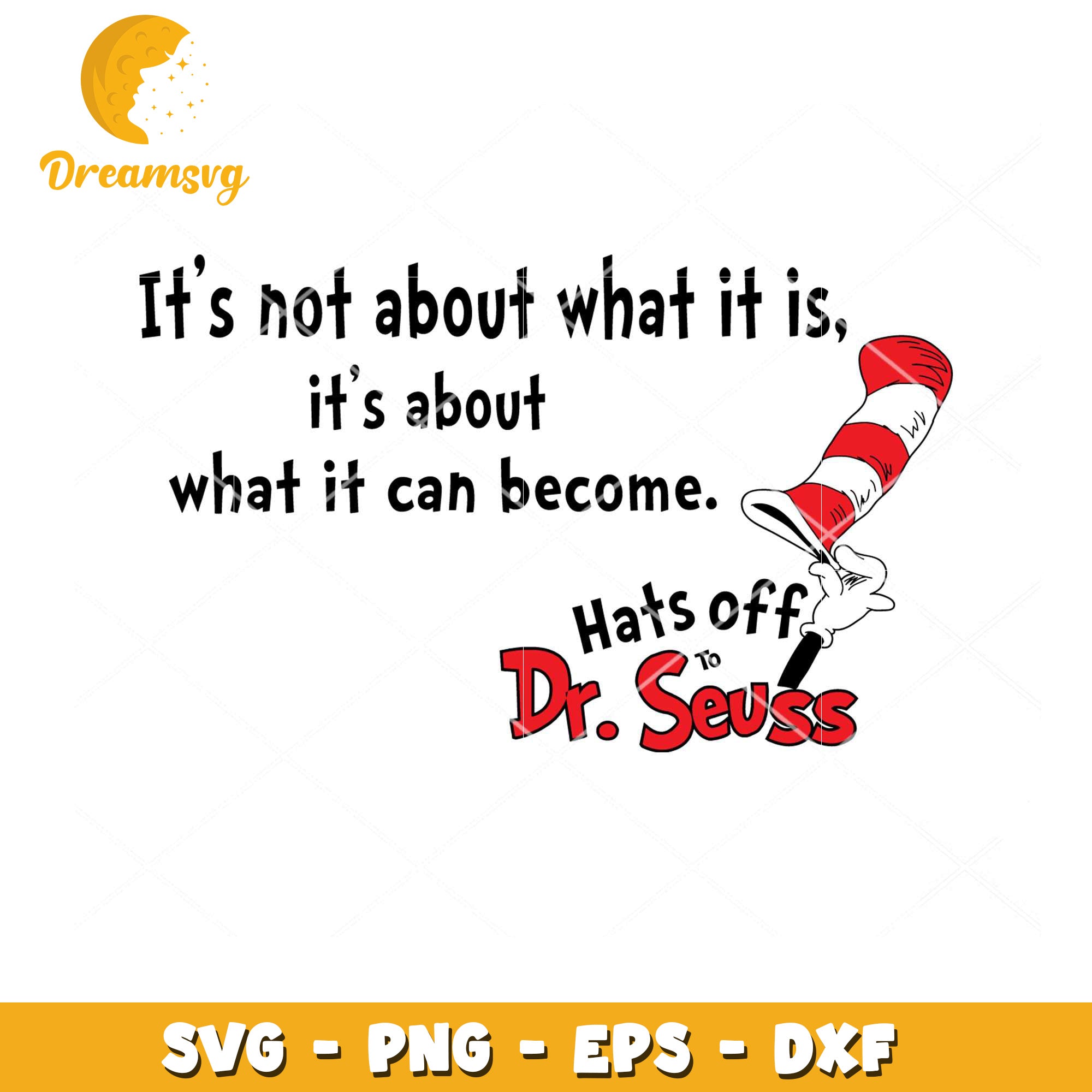 Hats Off to Dr Seuss Inspirational Quote SVG Instant Download