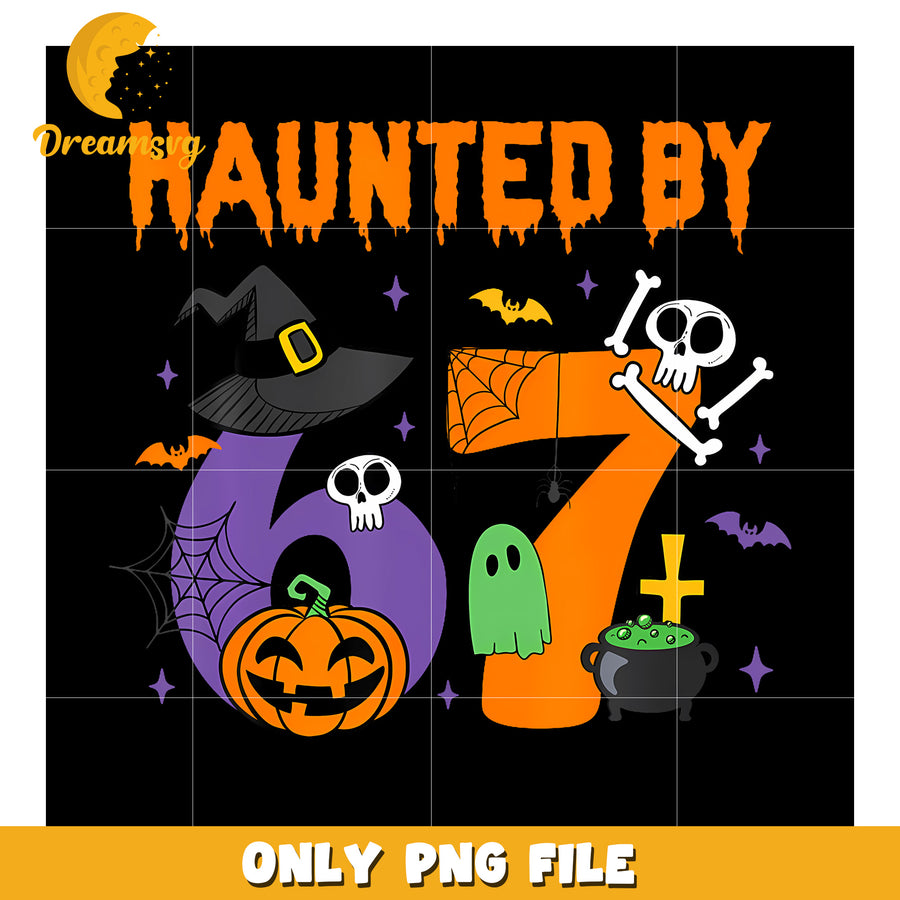 Haunted By 67  png, funny quotes​​ png, six seven meme png