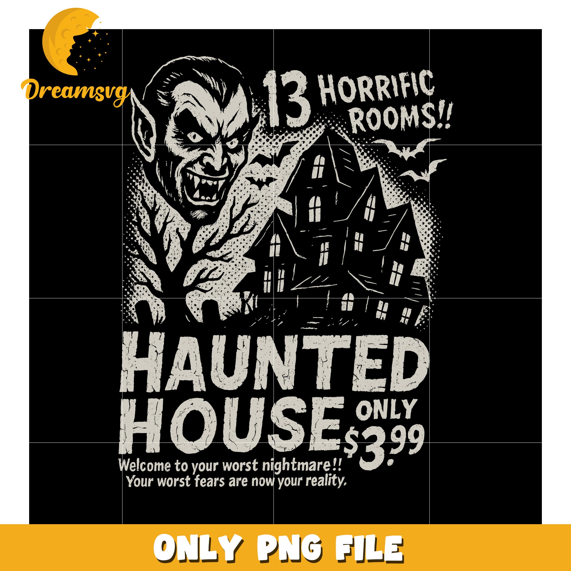 Haunted House Halloween Vintage Trendy Horror Spooky