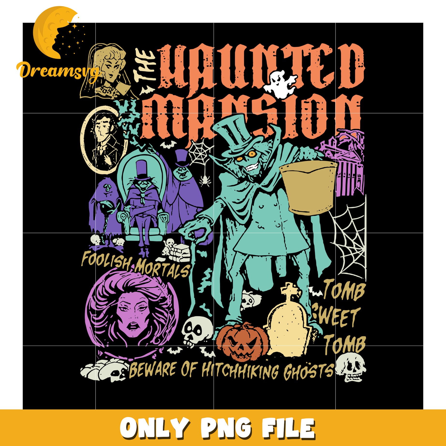 Haunted mansion halloween png, spooky mansion night png, ghost house decor png