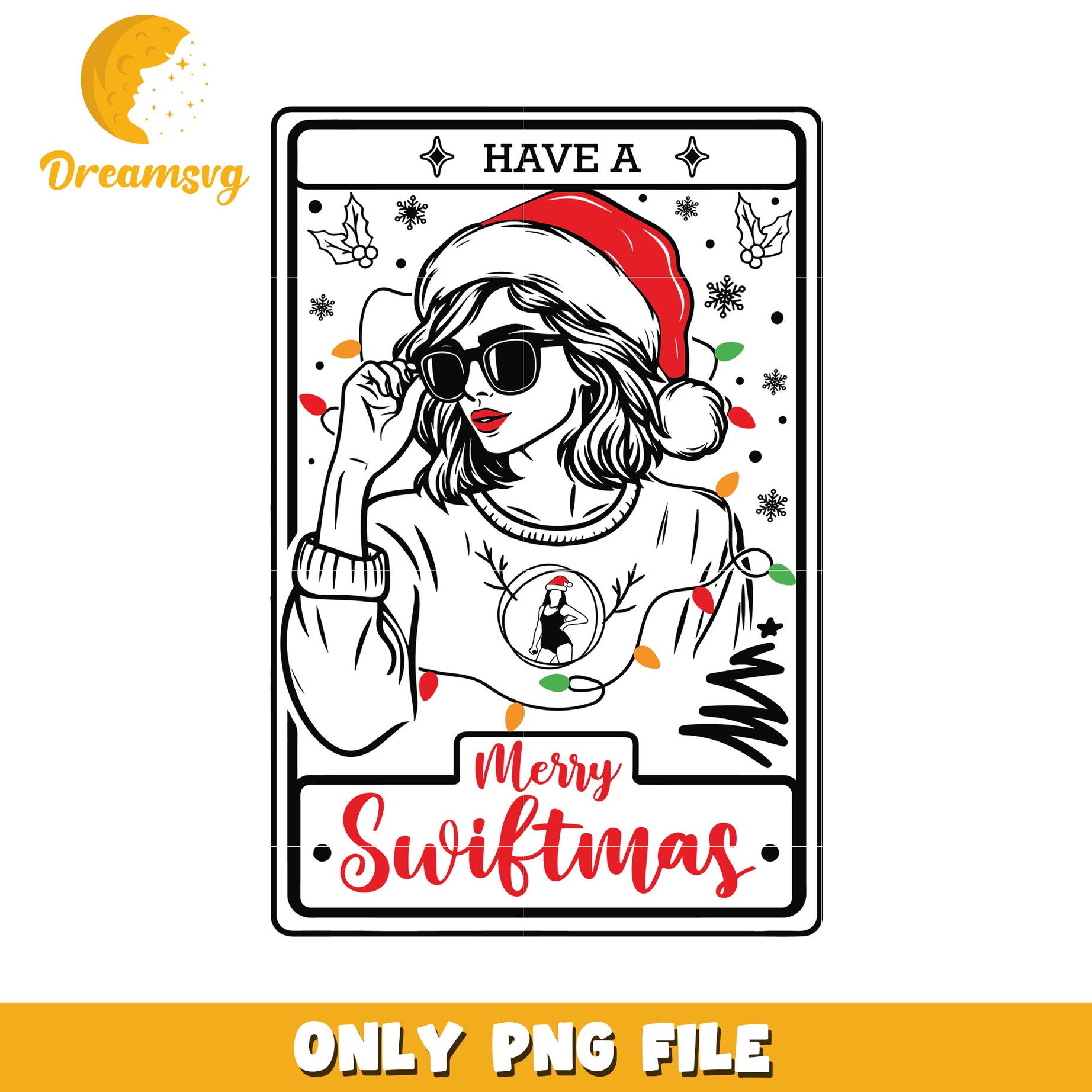 Have a merry swiftmas card png, Taylor Swift santa hat png