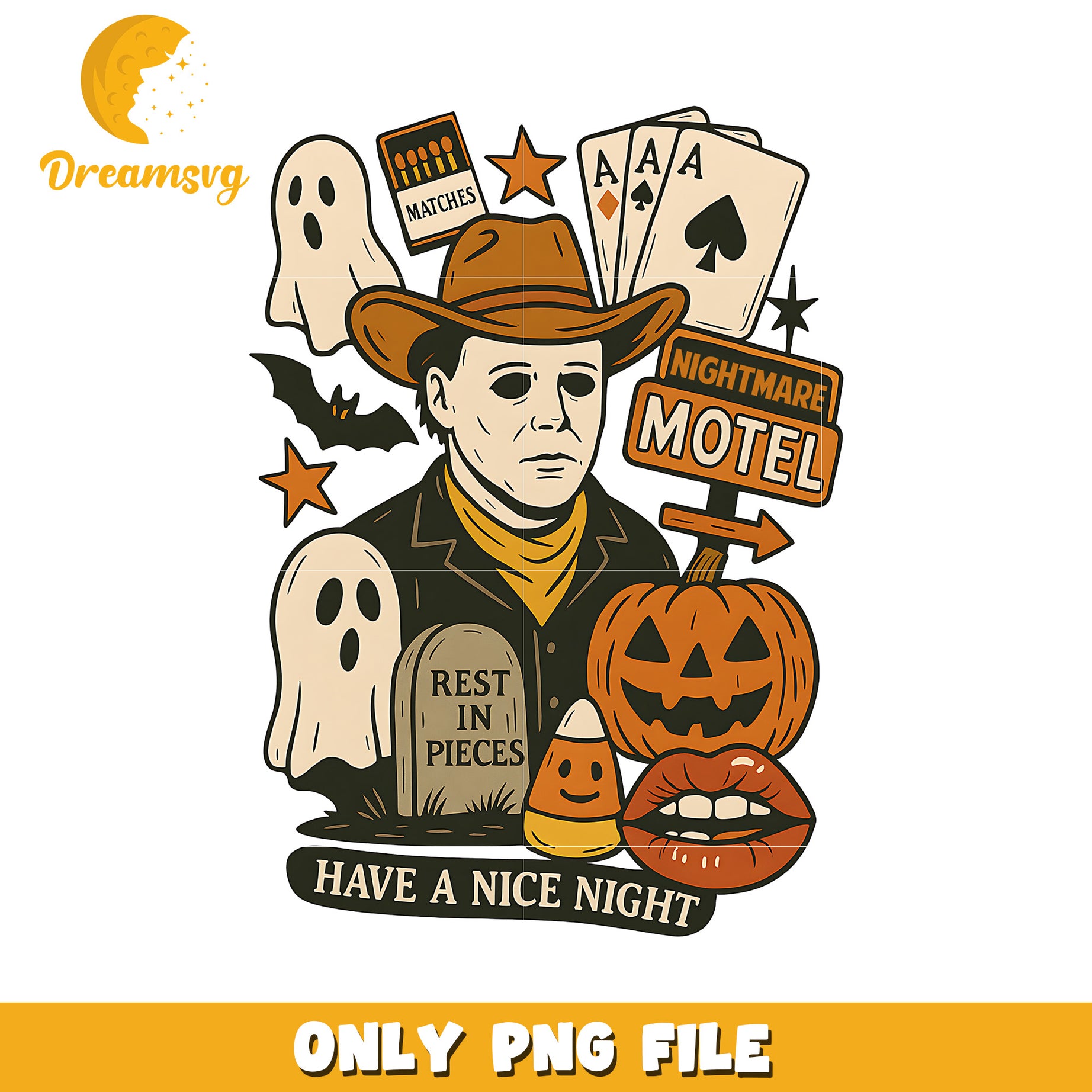 Have a nice night happy halloween png, spooky halloween png, trick or treat png