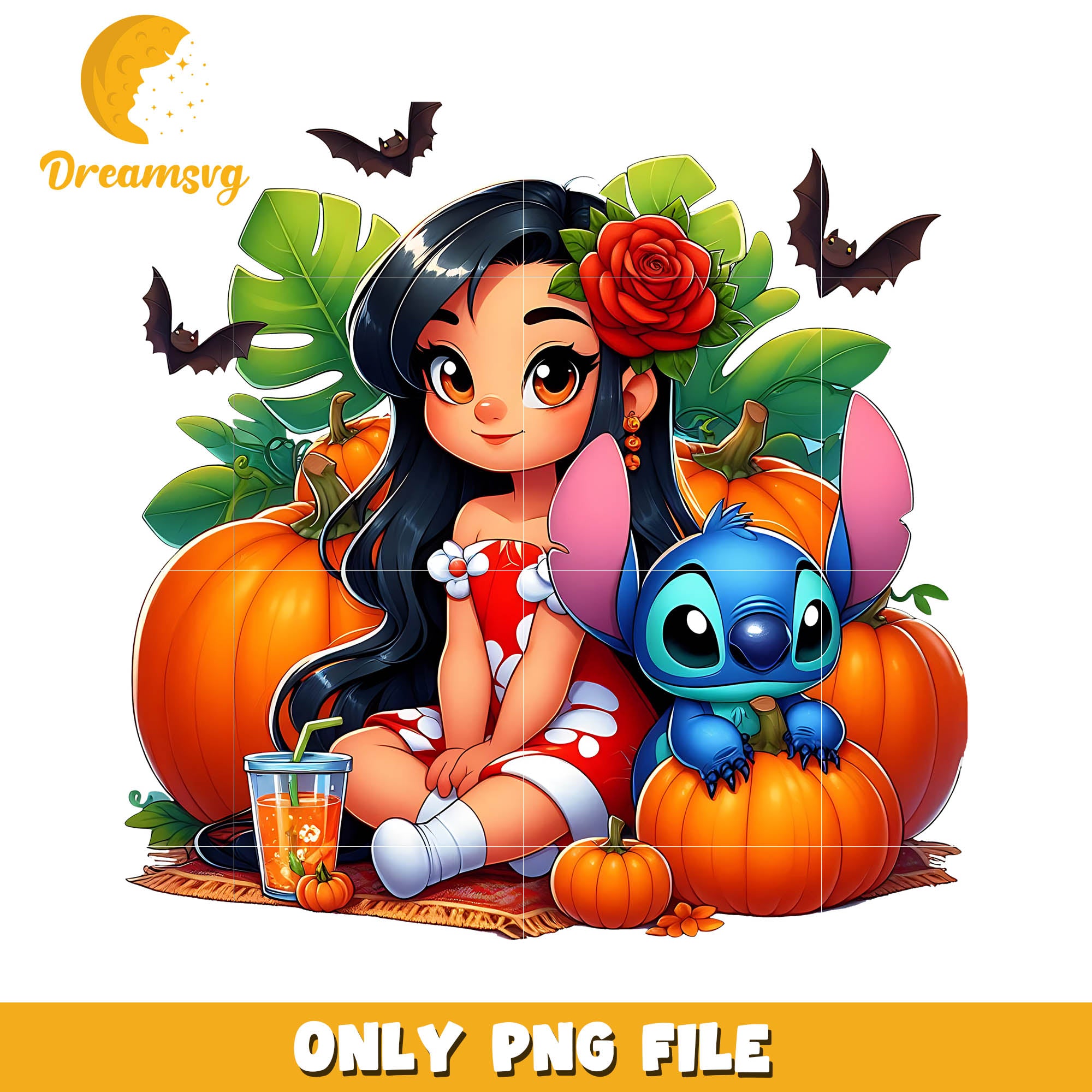 Hawaii Lilo and Stitch halloween png, Disney halloween movie png